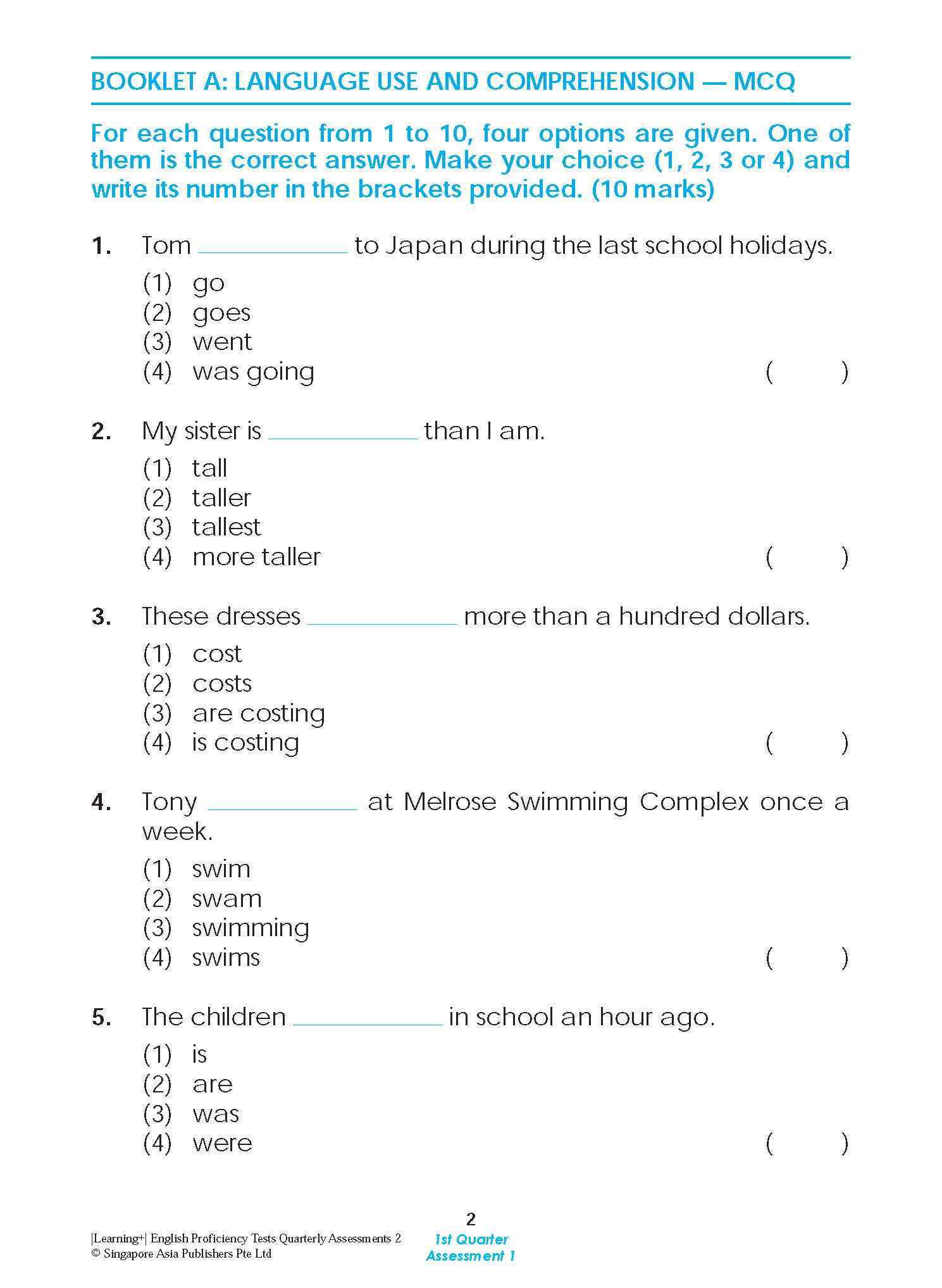 LEARNING+ English Proficiency Tests Quarterly Assessments 2