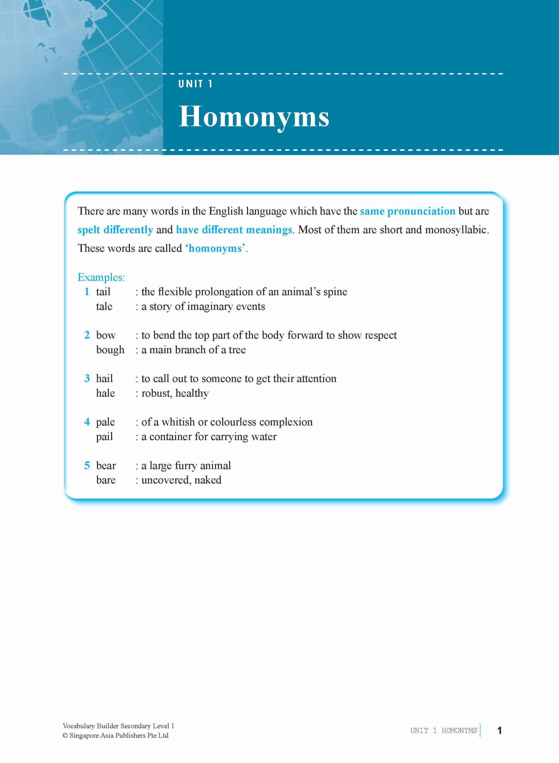 Vocabulary Builder Secondary Level 1