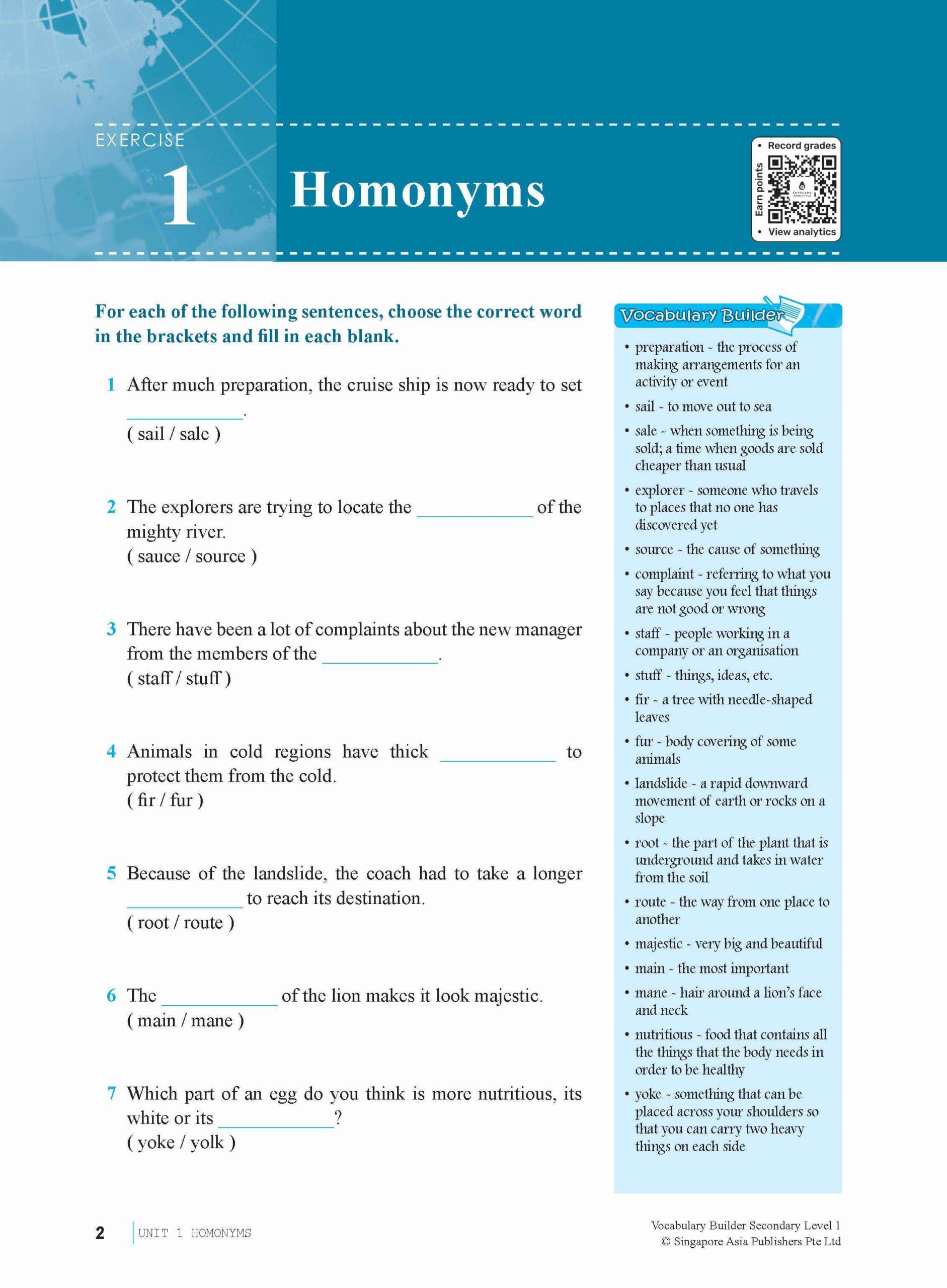 Vocabulary Builder Secondary Level 1