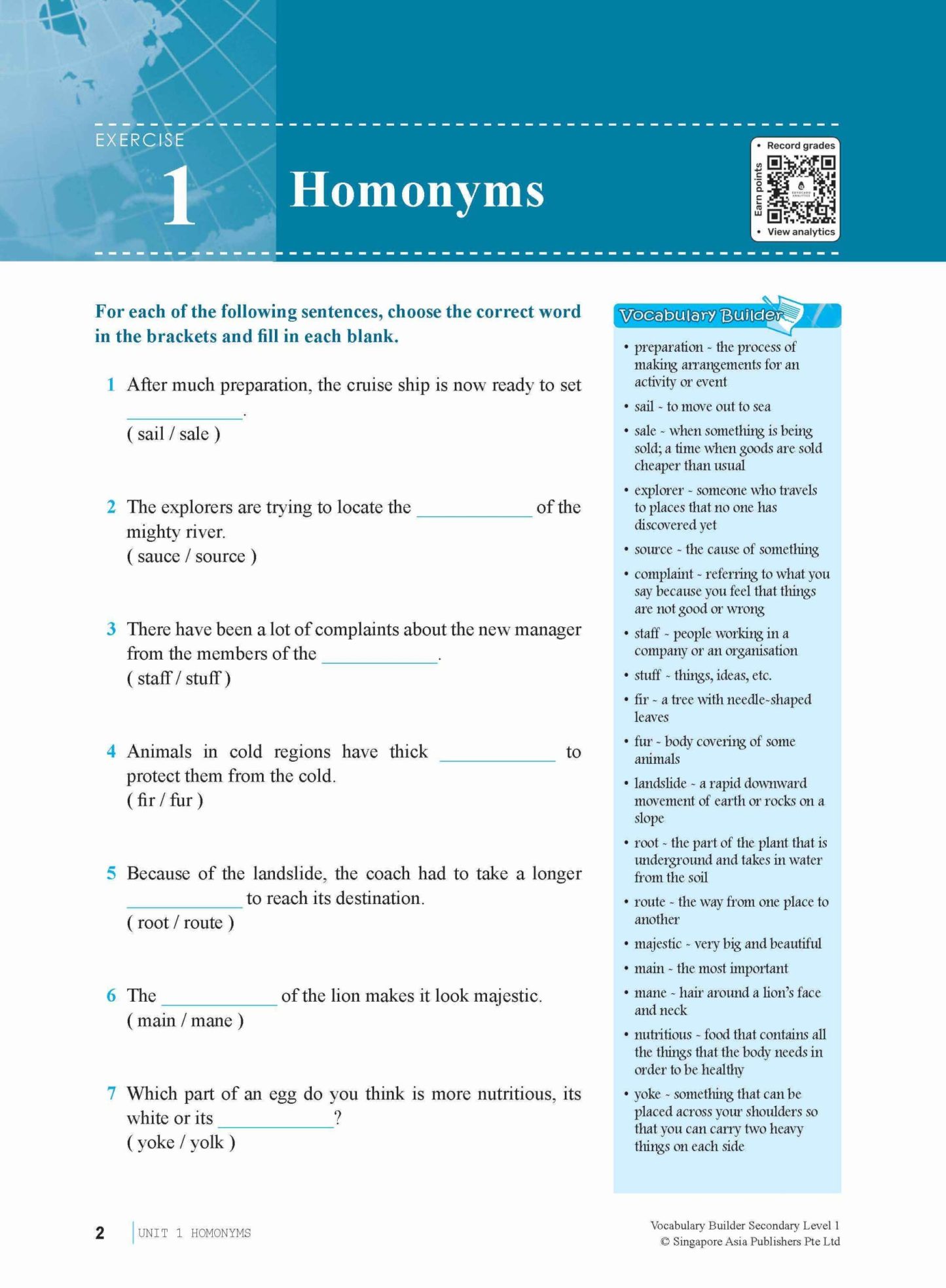 Vocabulary Builder Secondary Level 1
