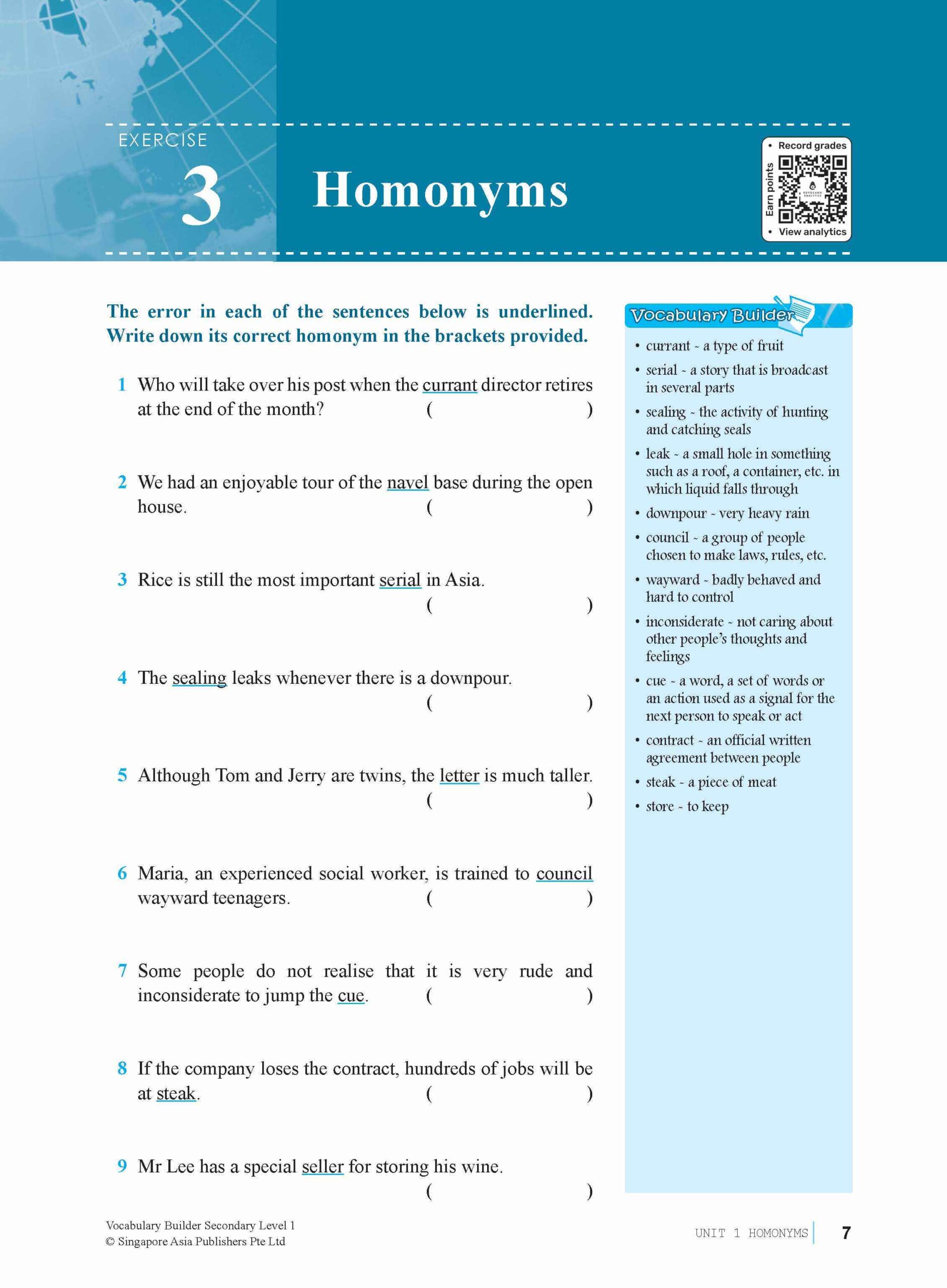 Vocabulary Builder Secondary Level 1