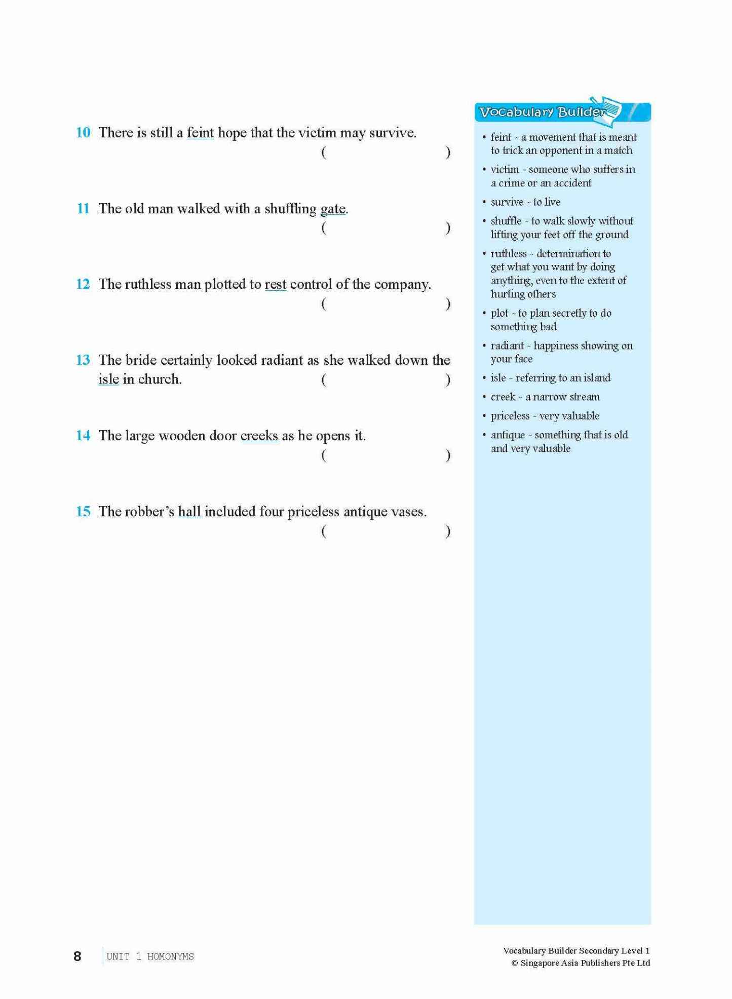 Vocabulary Builder Secondary Level 1