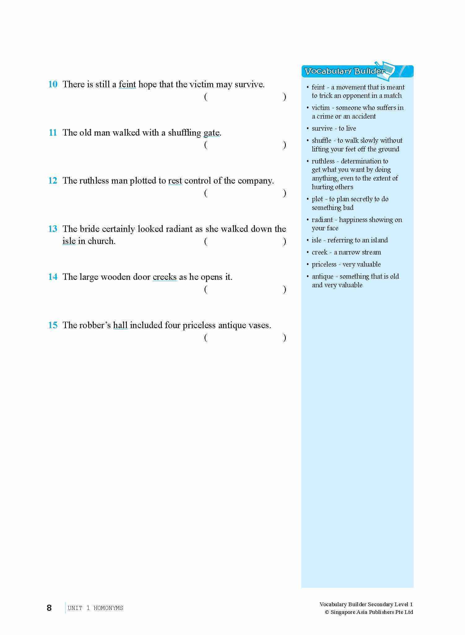 Vocabulary Builder Secondary Level 1