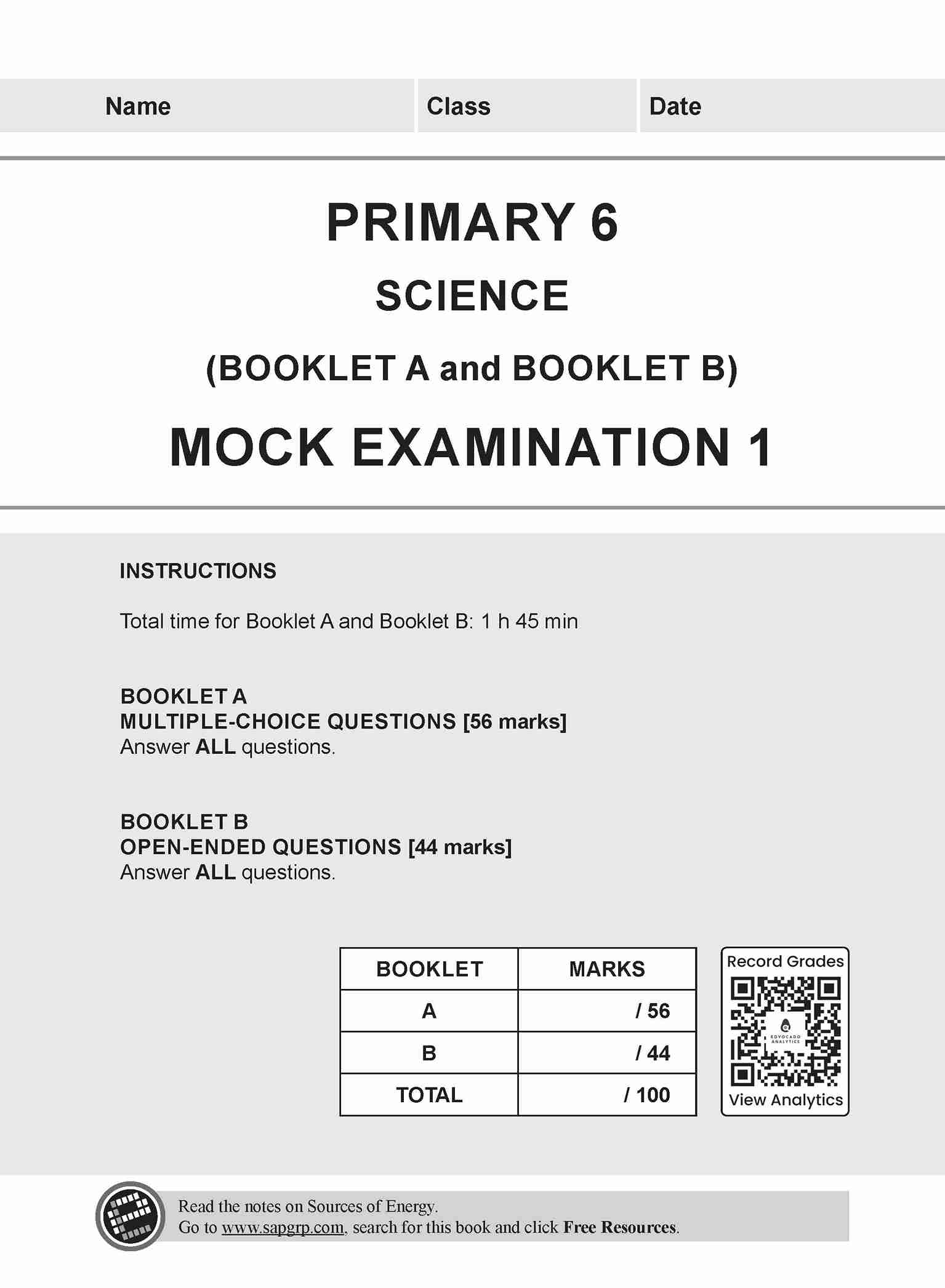 LEARNING+ Primary 6 Science Mock Examinations