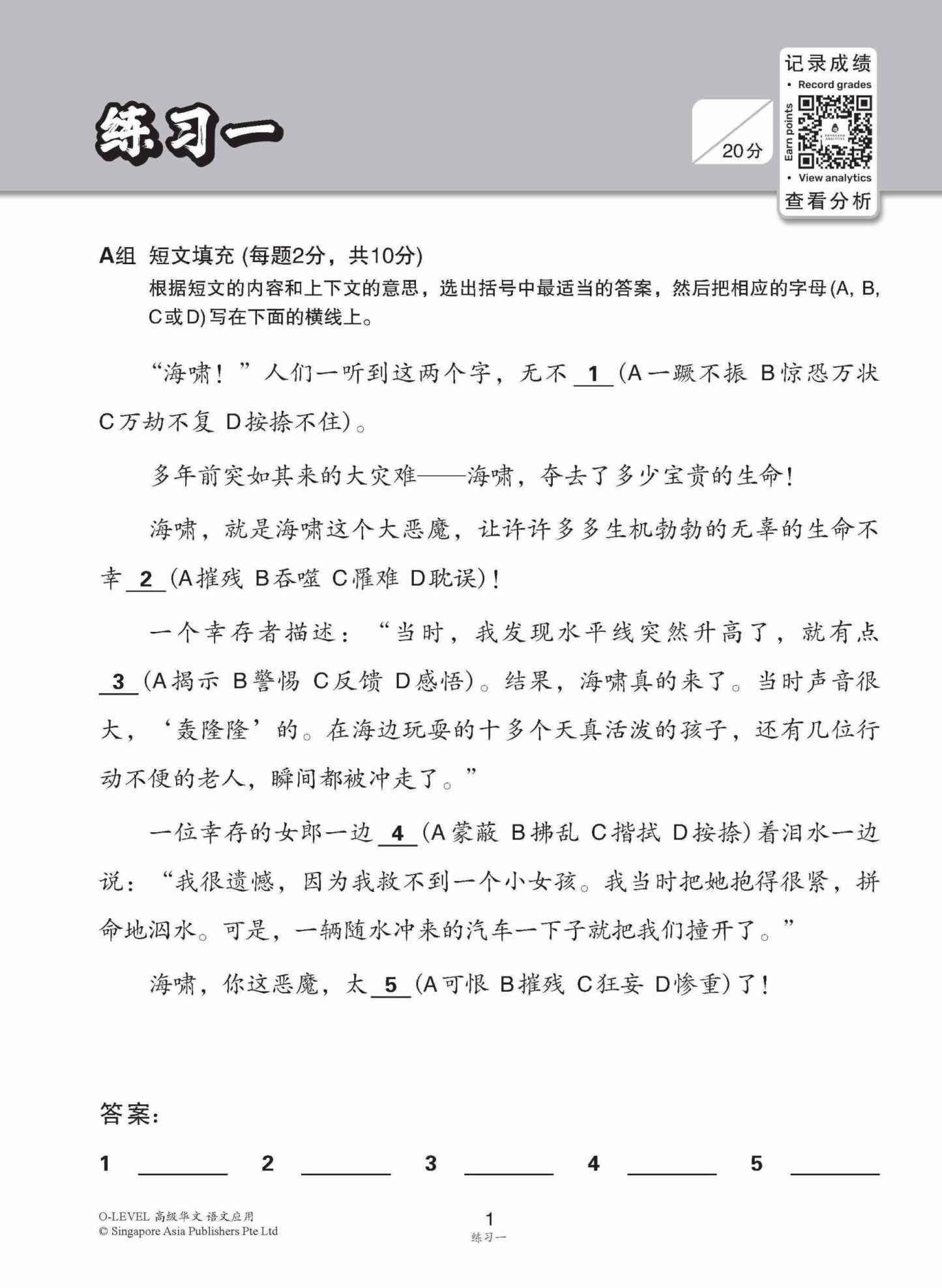 O-LEVEL 高级华文语文应用 / Language and Usage Enrichment Exercises For O-Level Higher Chinese