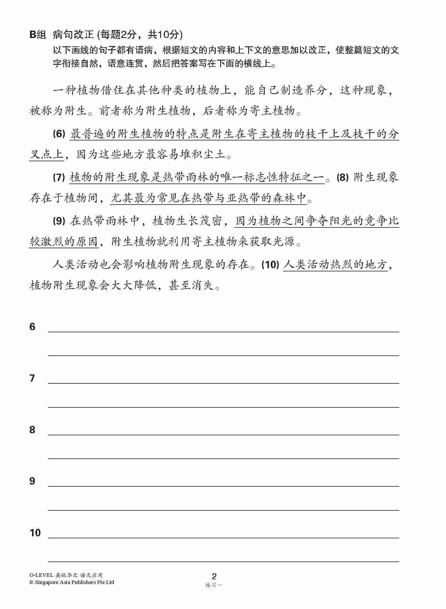 O-LEVEL 高级华文语文应用 / Language and Usage Enrichment Exercises For O-Level Higher Chinese