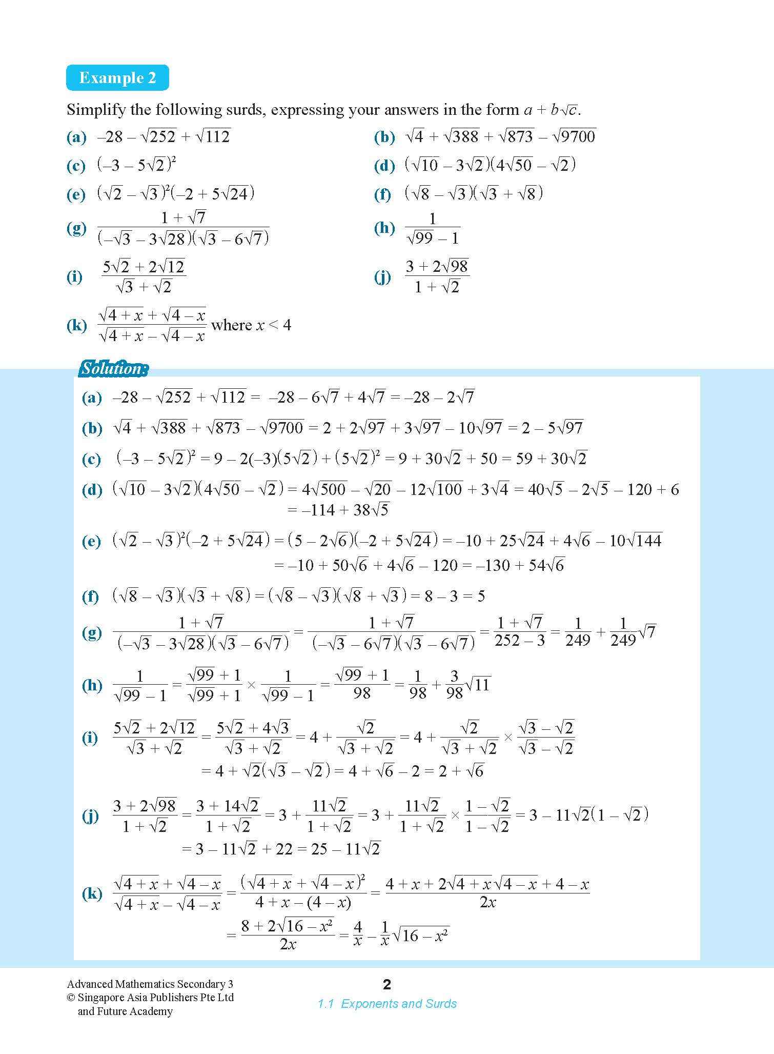 ADVANCED MATHEMATICS FOR G3 AND IP STUDENTS SECONDARY 3