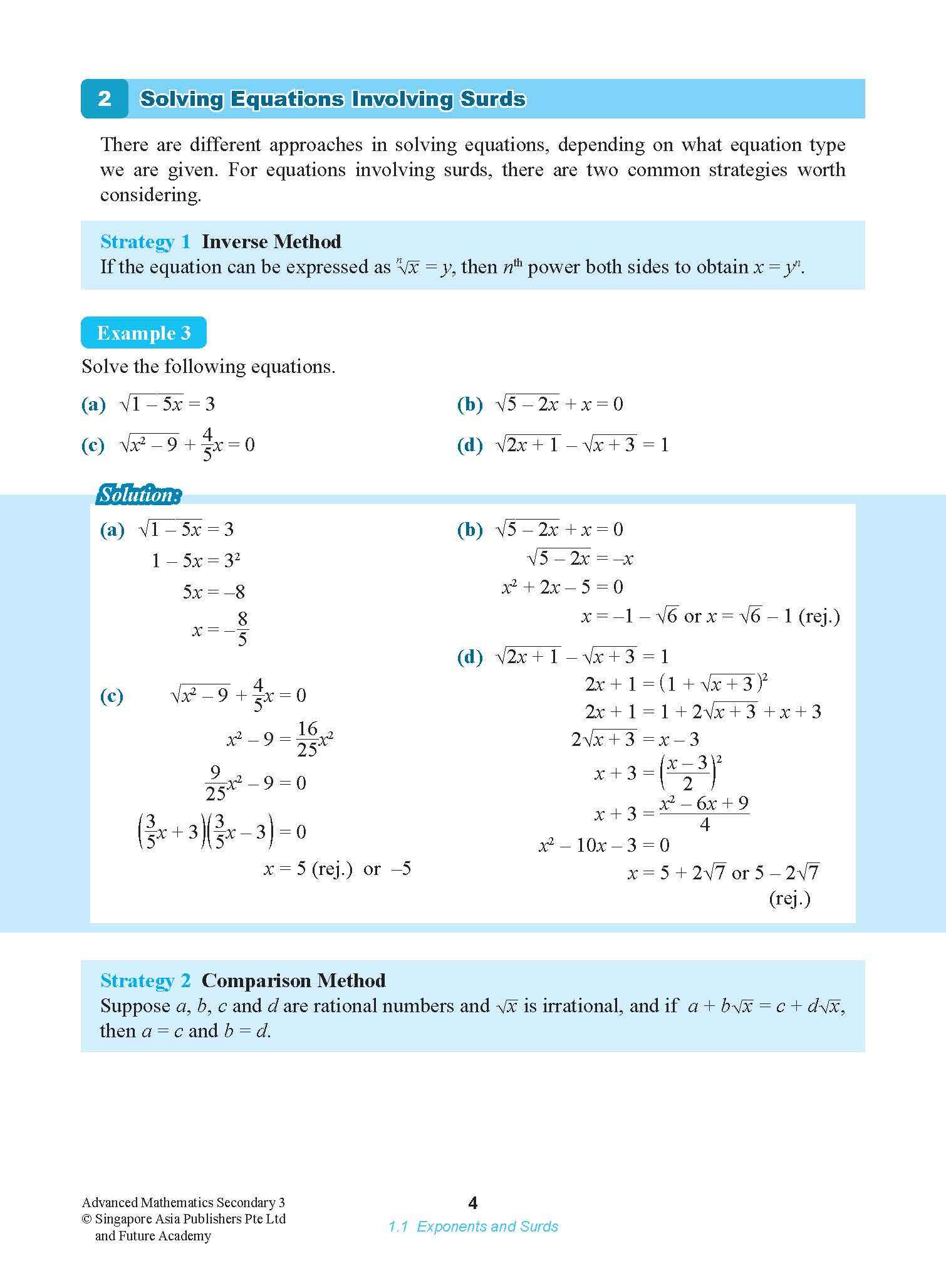 ADVANCED MATHEMATICS FOR G3 AND IP STUDENTS SECONDARY 3
