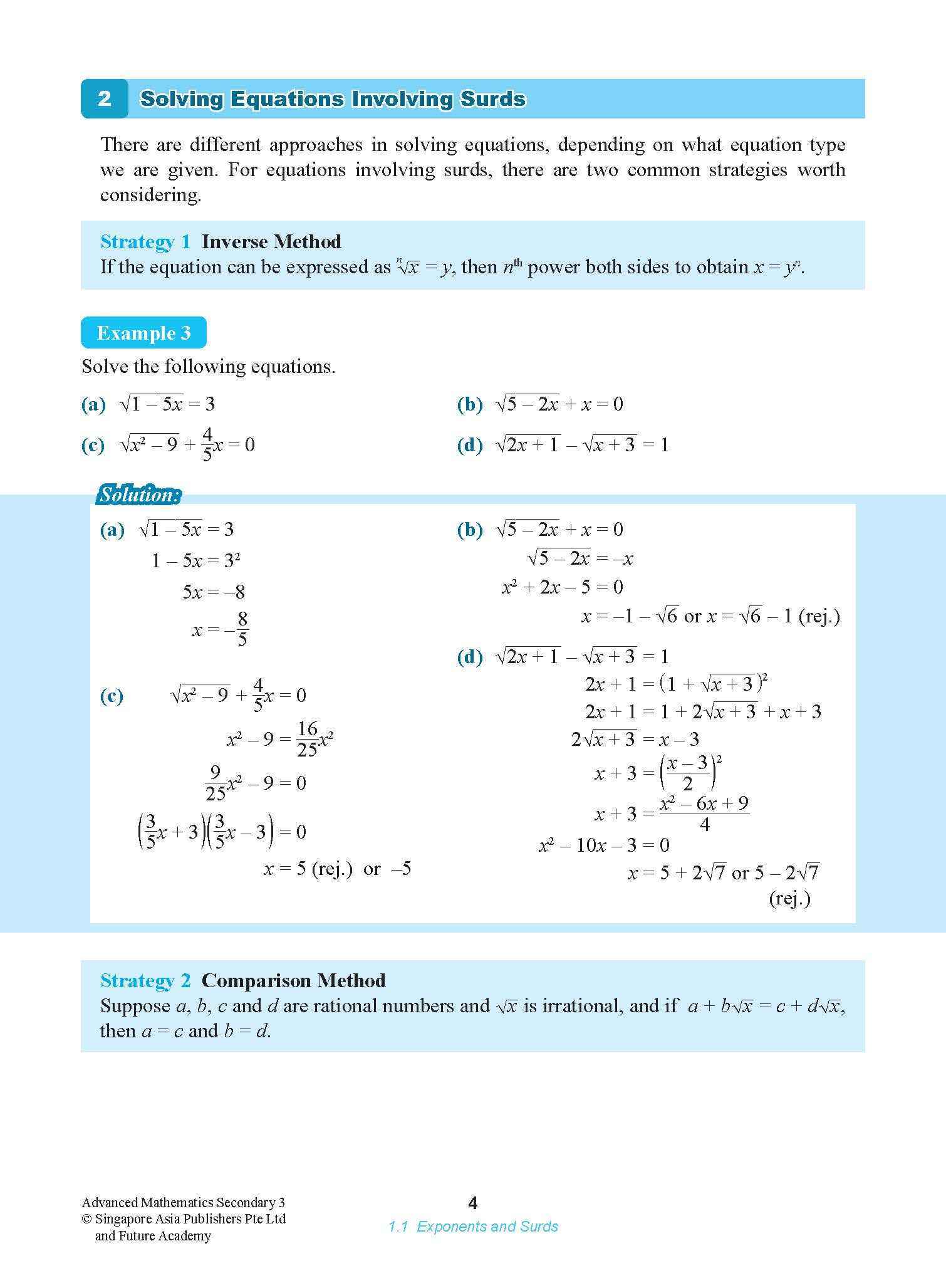 ADVANCED MATHEMATICS FOR G3 AND IP STUDENTS SECONDARY 3