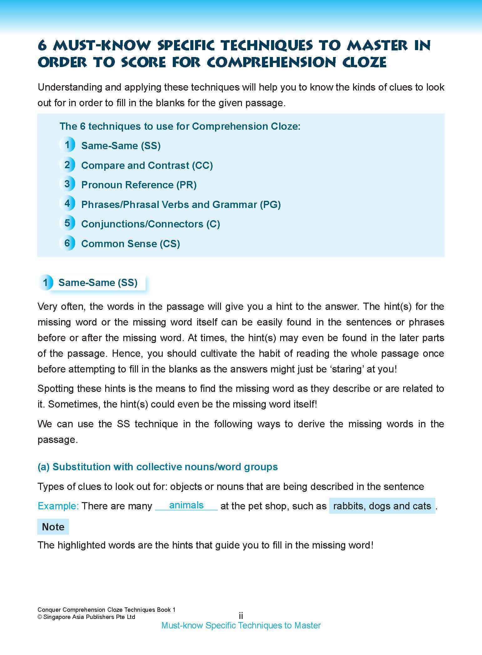 Conquer COMPREHENSION CLOZE TECHNIQUES Book 1