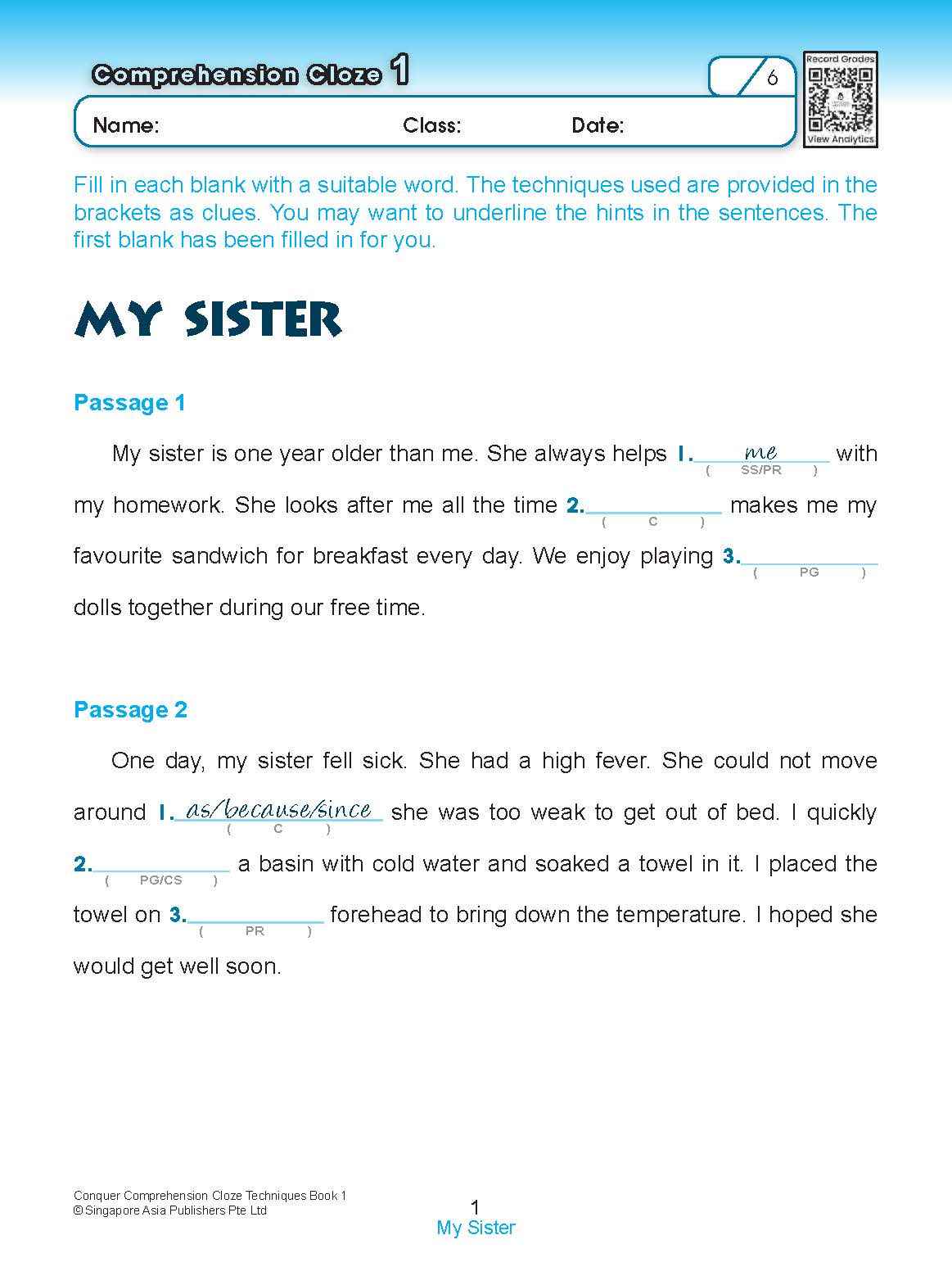 Conquer COMPREHENSION CLOZE TECHNIQUES Book 1