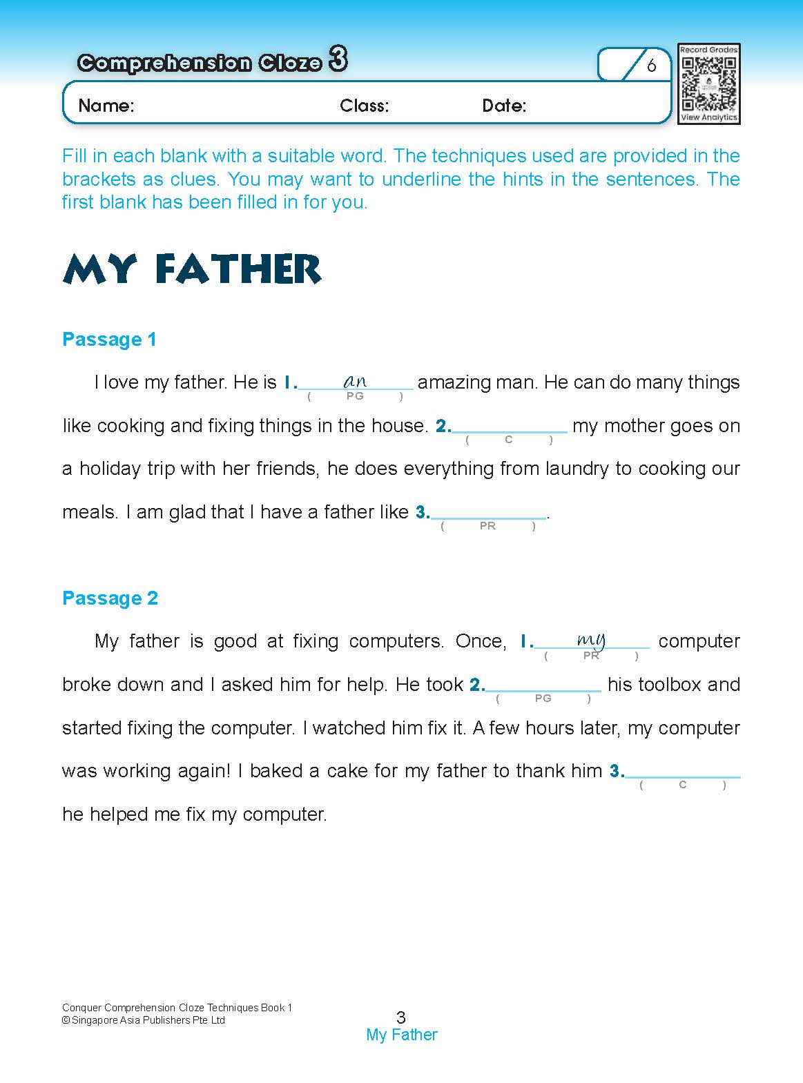 Conquer COMPREHENSION CLOZE TECHNIQUES Book 1