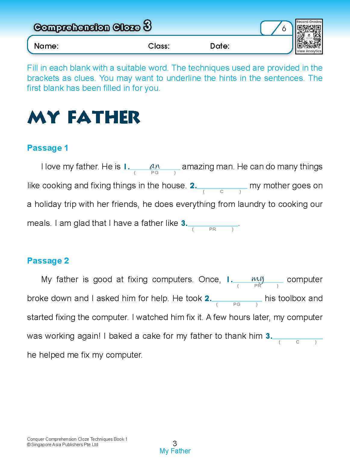 Conquer COMPREHENSION CLOZE TECHNIQUES Book 1