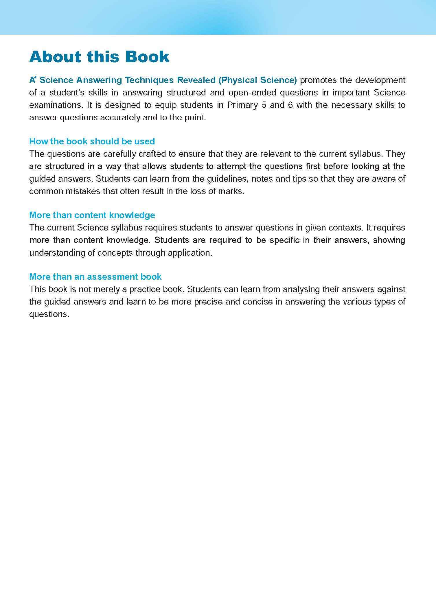A* SCIENCE ANSWERING TECHNIQUES Revealed for upper primary levels (PHYSICAL SCIENCE)