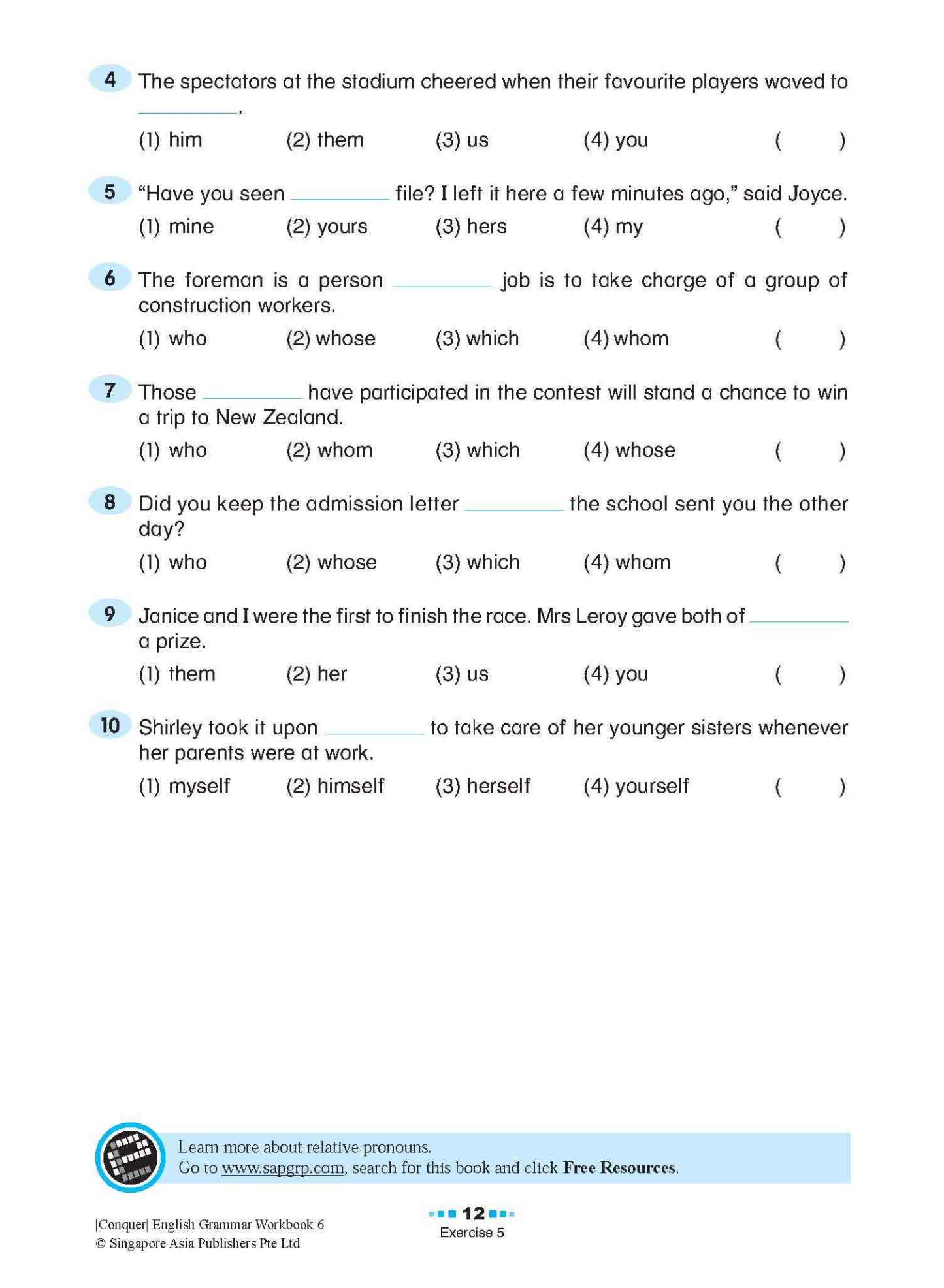Conquer English Grammar Workbook 6