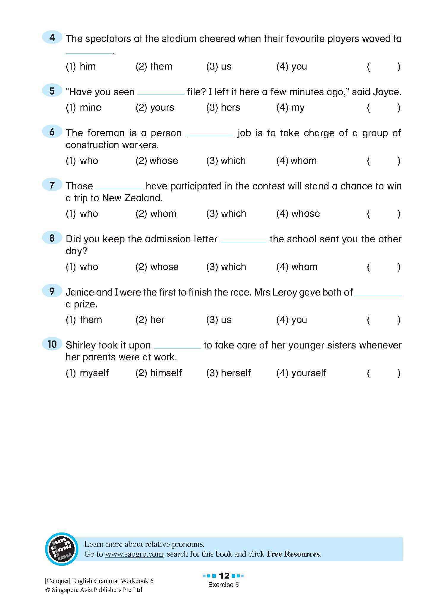 Conquer English Grammar Workbook 6