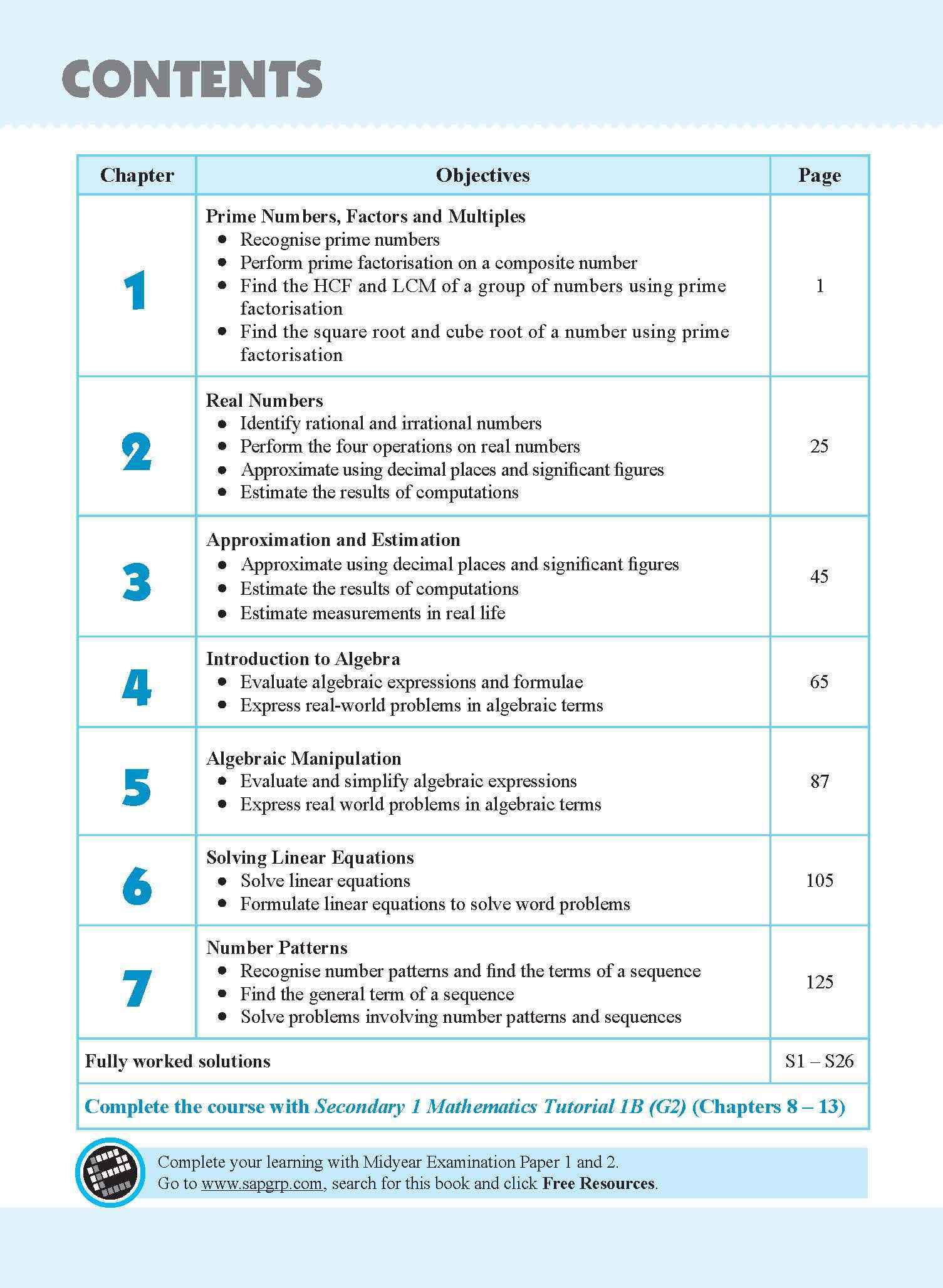 Secondary 1 Mathematics Tutorial 1A [G2]
