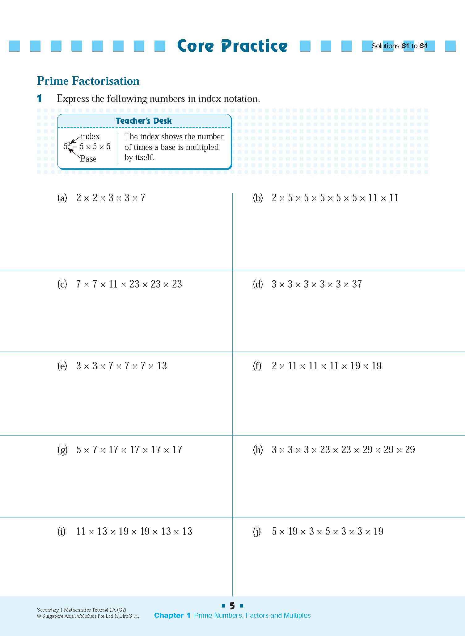 Secondary 1 Mathematics Tutorial 1A [G2]
