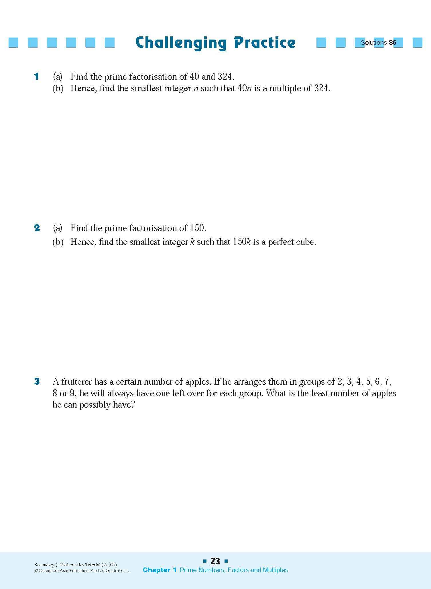 Secondary 1 Mathematics Tutorial 1A [G2]