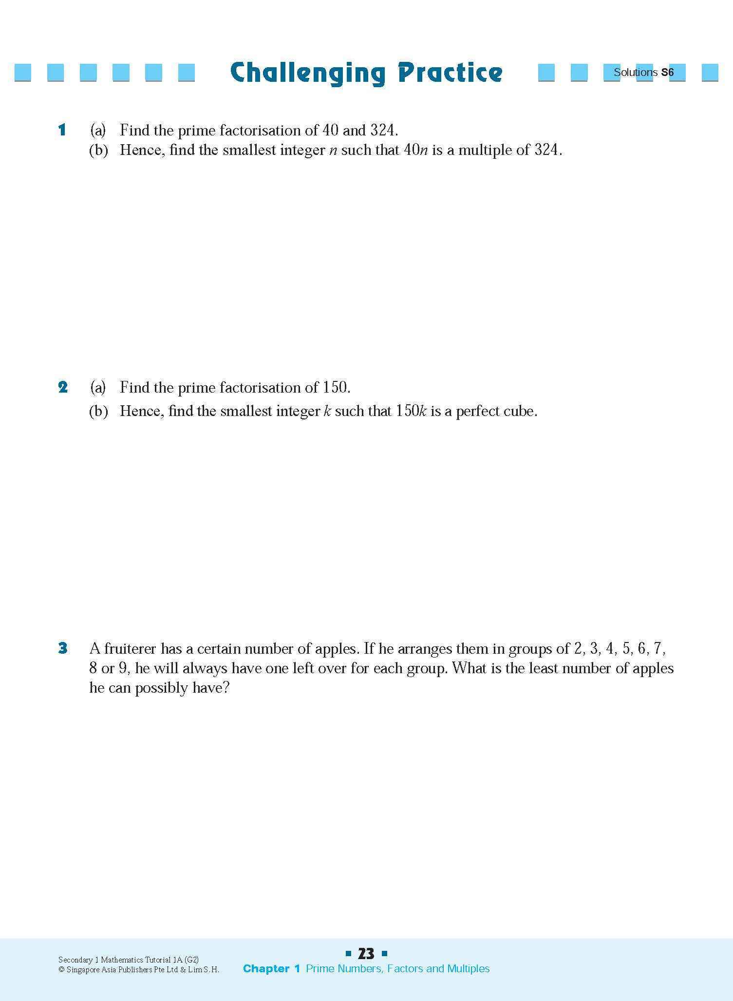 Secondary 1 Mathematics Tutorial 1A [G2]