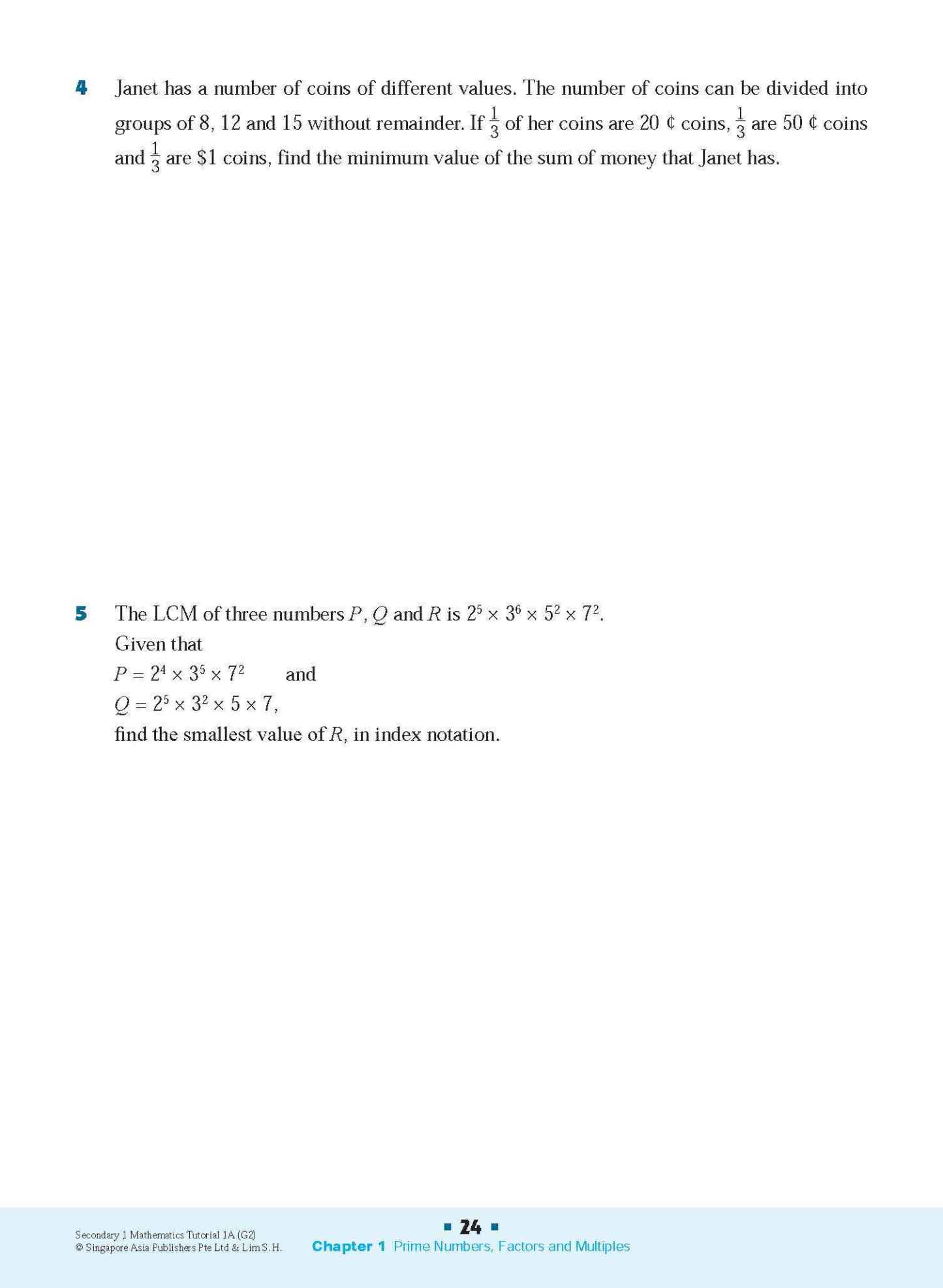 Secondary 1 Mathematics Tutorial 1A [G2]