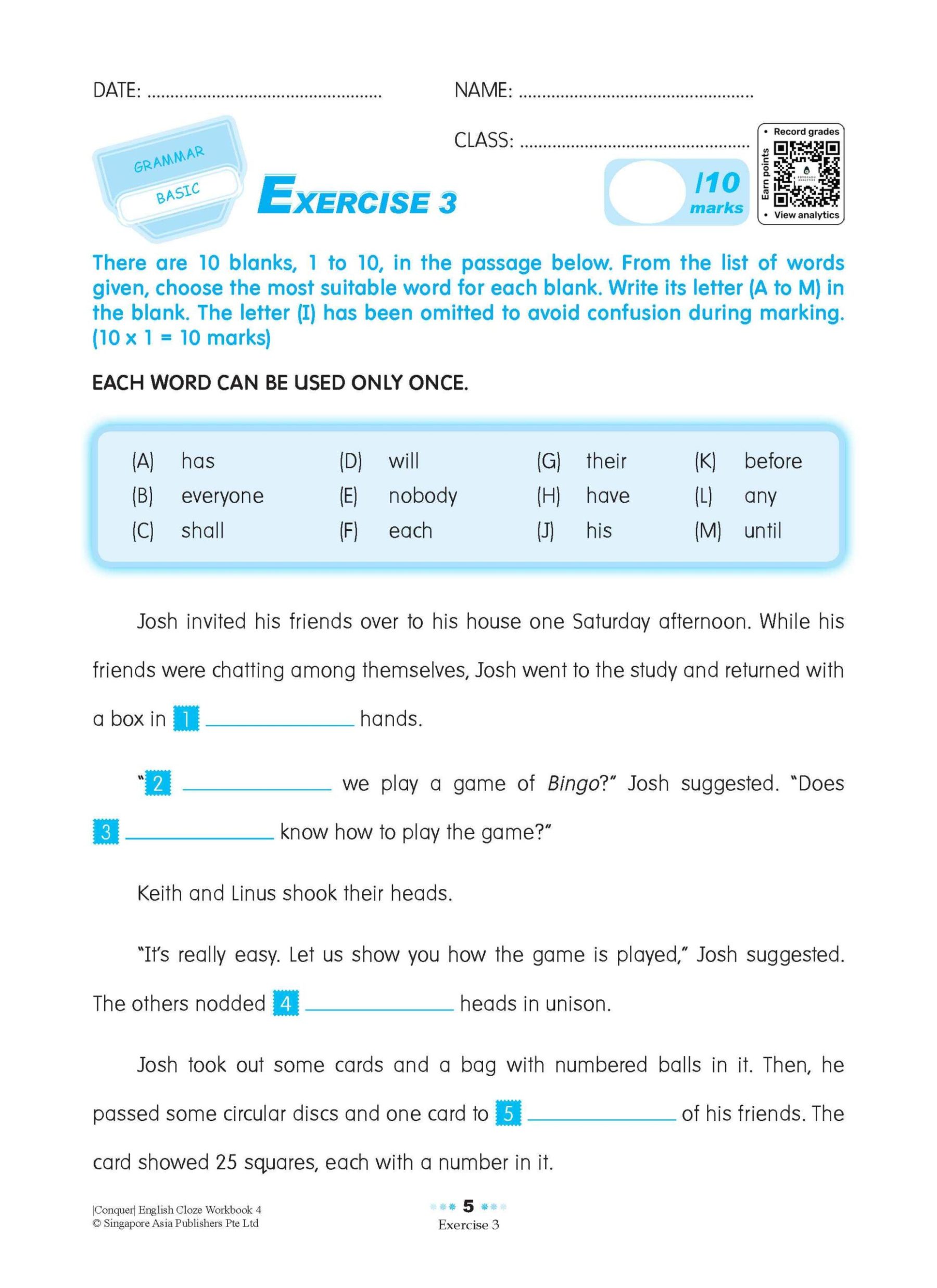 Conquer ENGLISH CLOZE Workbook 4