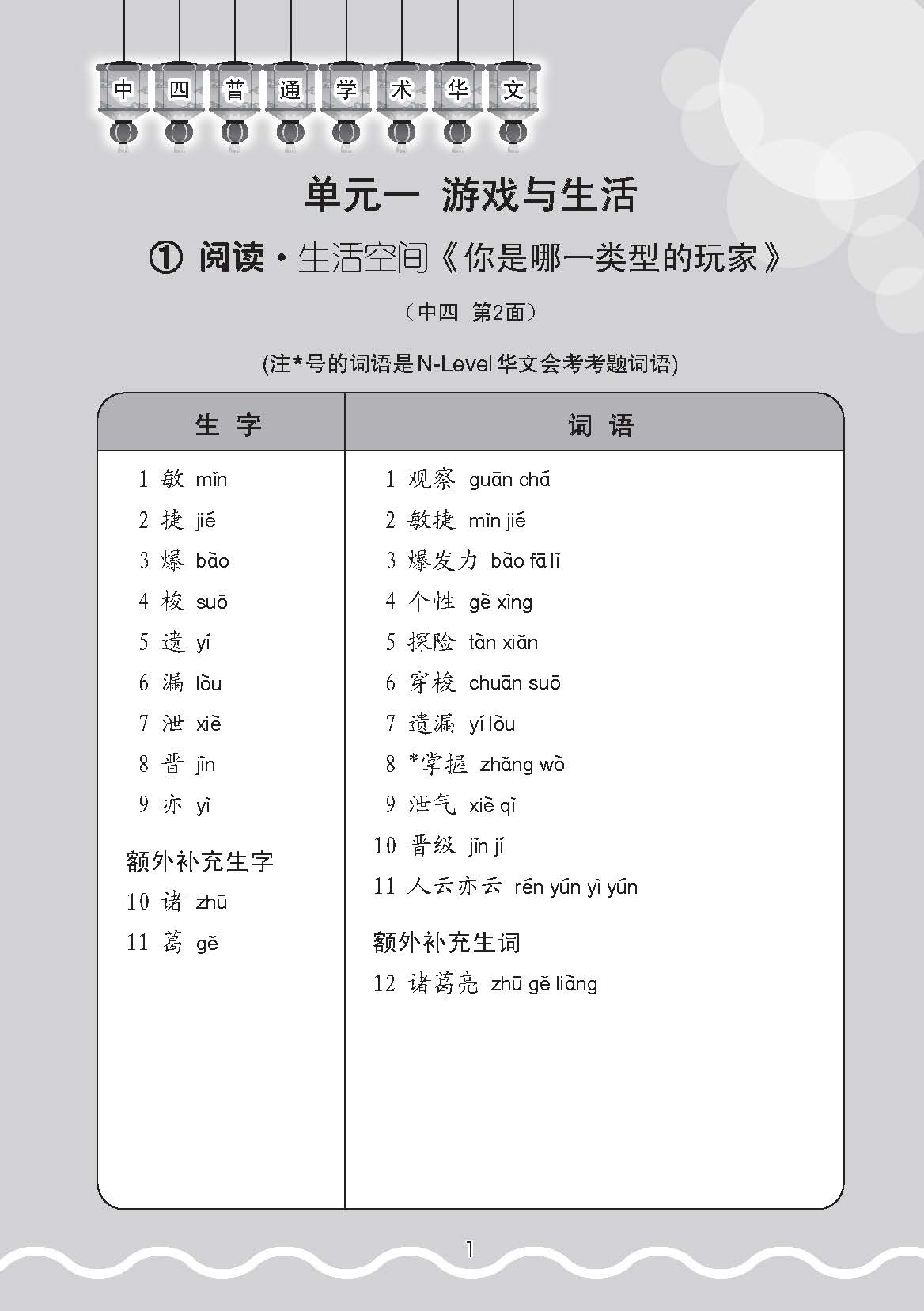 中学四年级普通学术华文课文字词手册 / A Handbook of Vocabulary For Secondary 4 [Normal Academic Chinese]