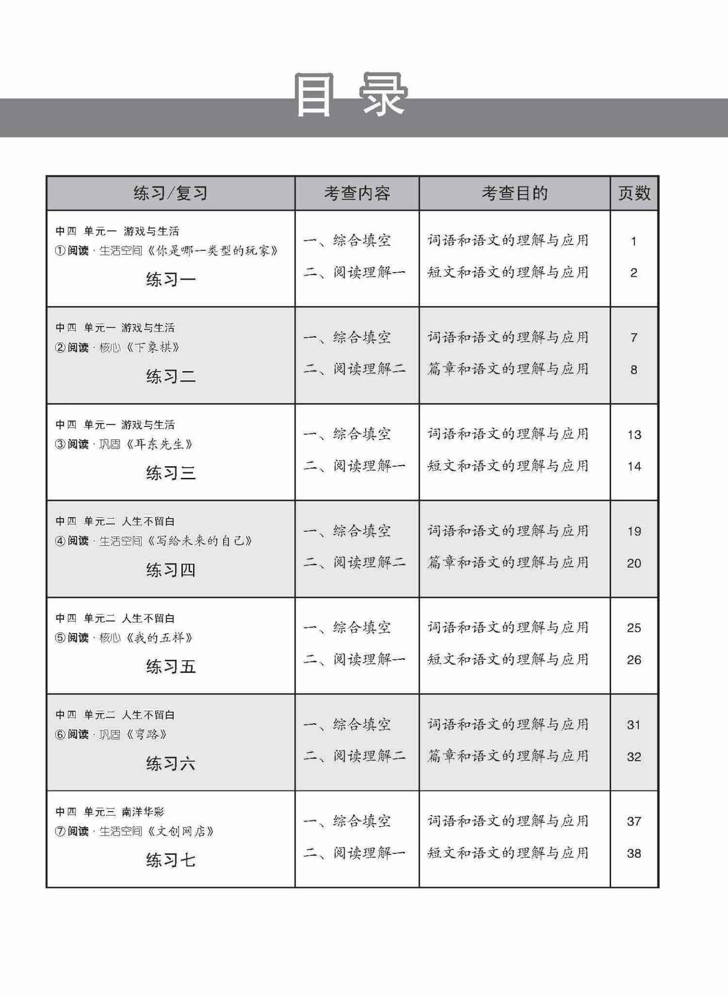 新编中四上学期适用普通学术华文课文练习 / Topical Lesson Exercises For Secondary 4(A) [Normal Academic Chinese]