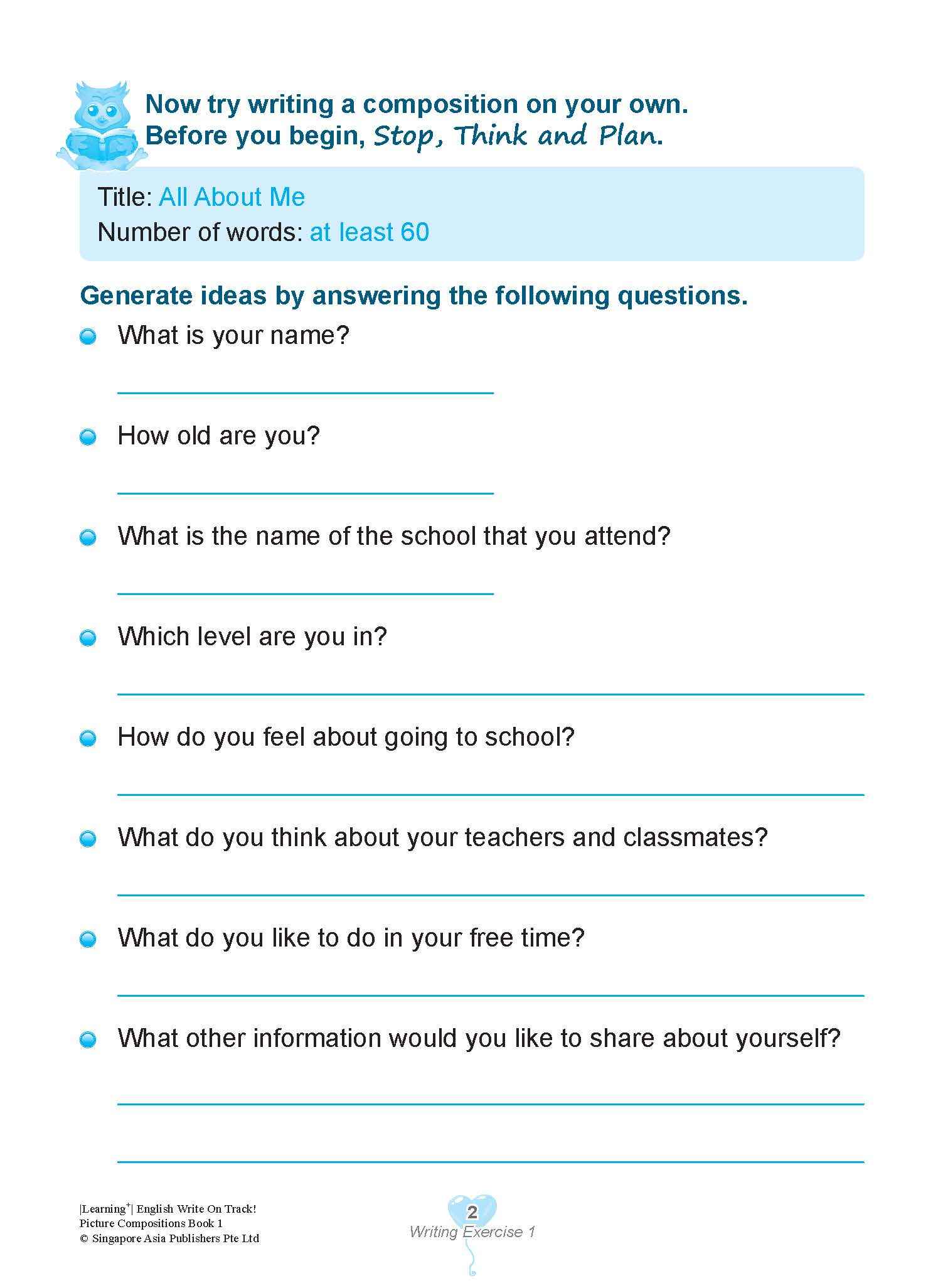 LEARNING+ English Write on Track! PICTURE COMPOSITIONS Book 1