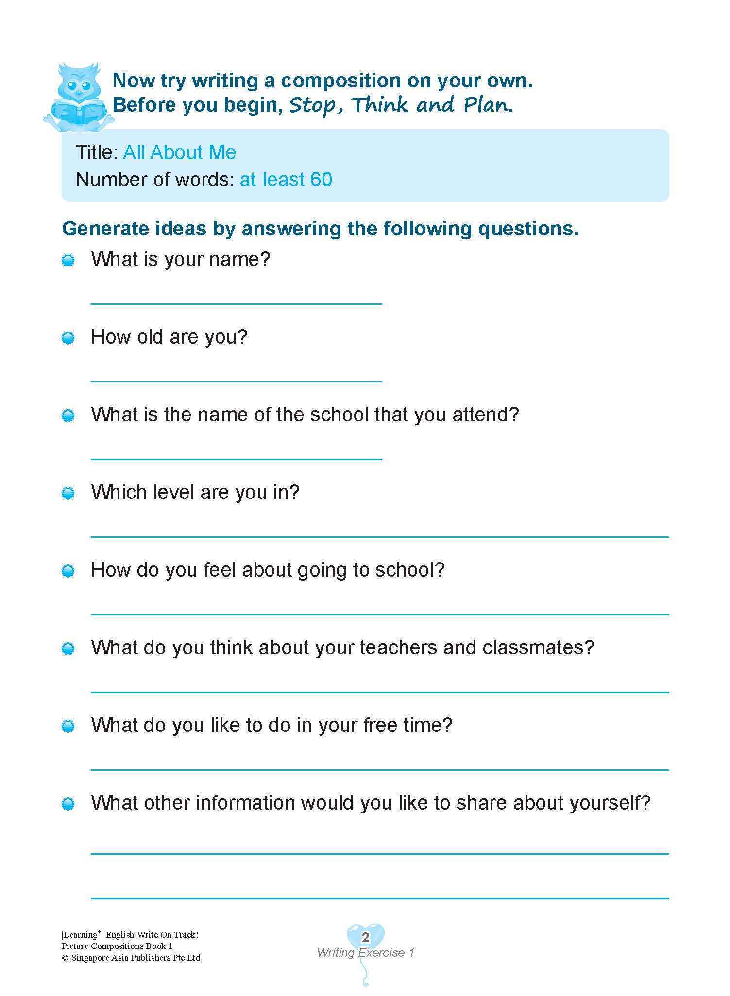 LEARNING+ English Write on Track! PICTURE COMPOSITIONS Book 1