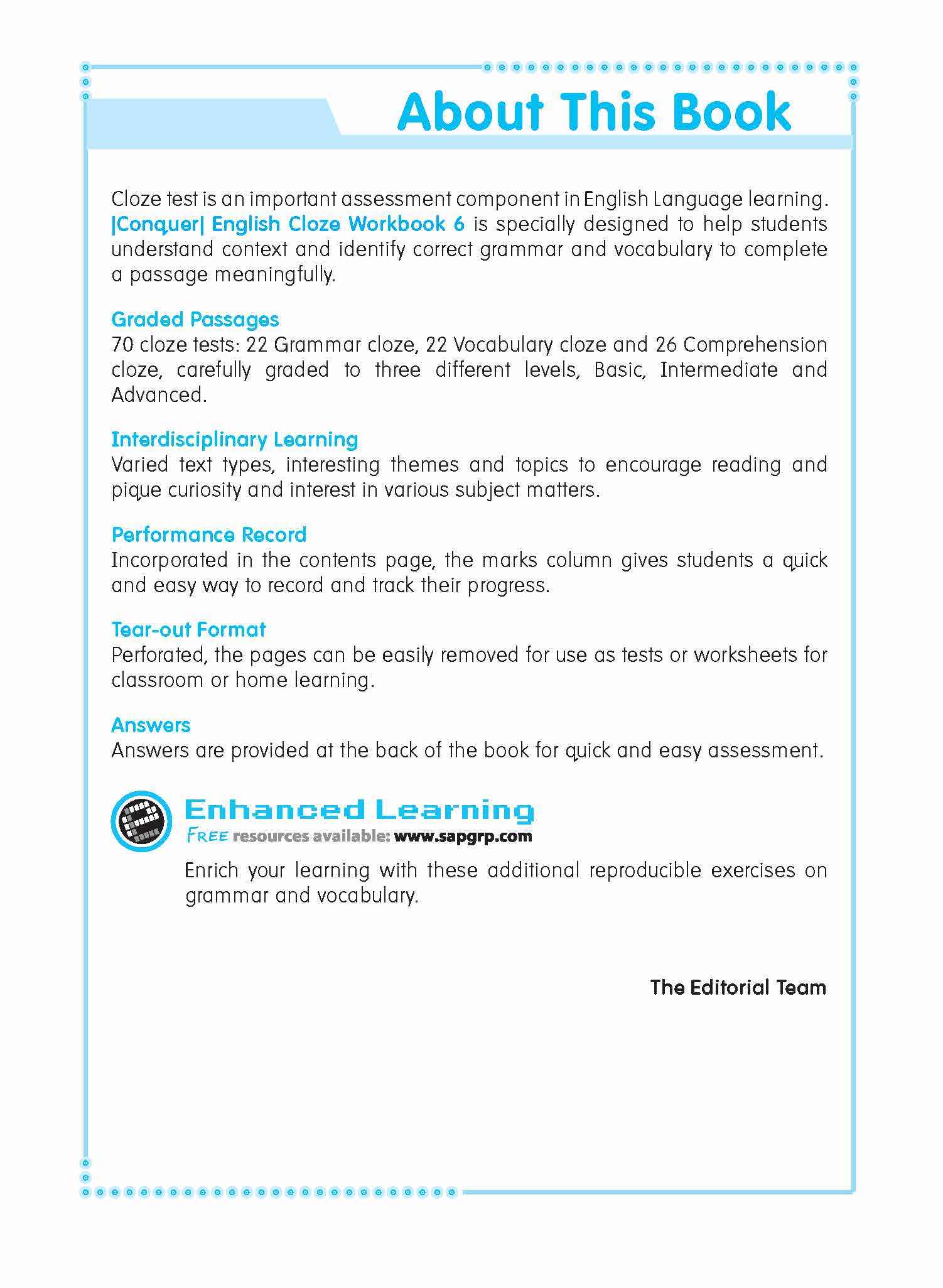 Conquer ENGLISH CLOZE Workbook 6