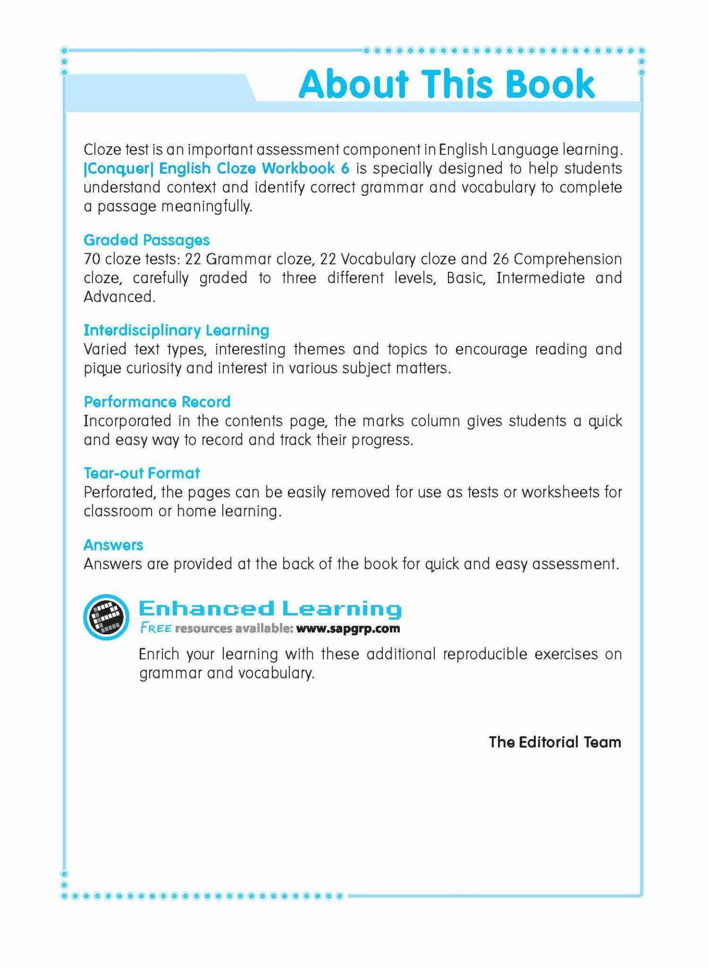 Conquer ENGLISH CLOZE Workbook 6