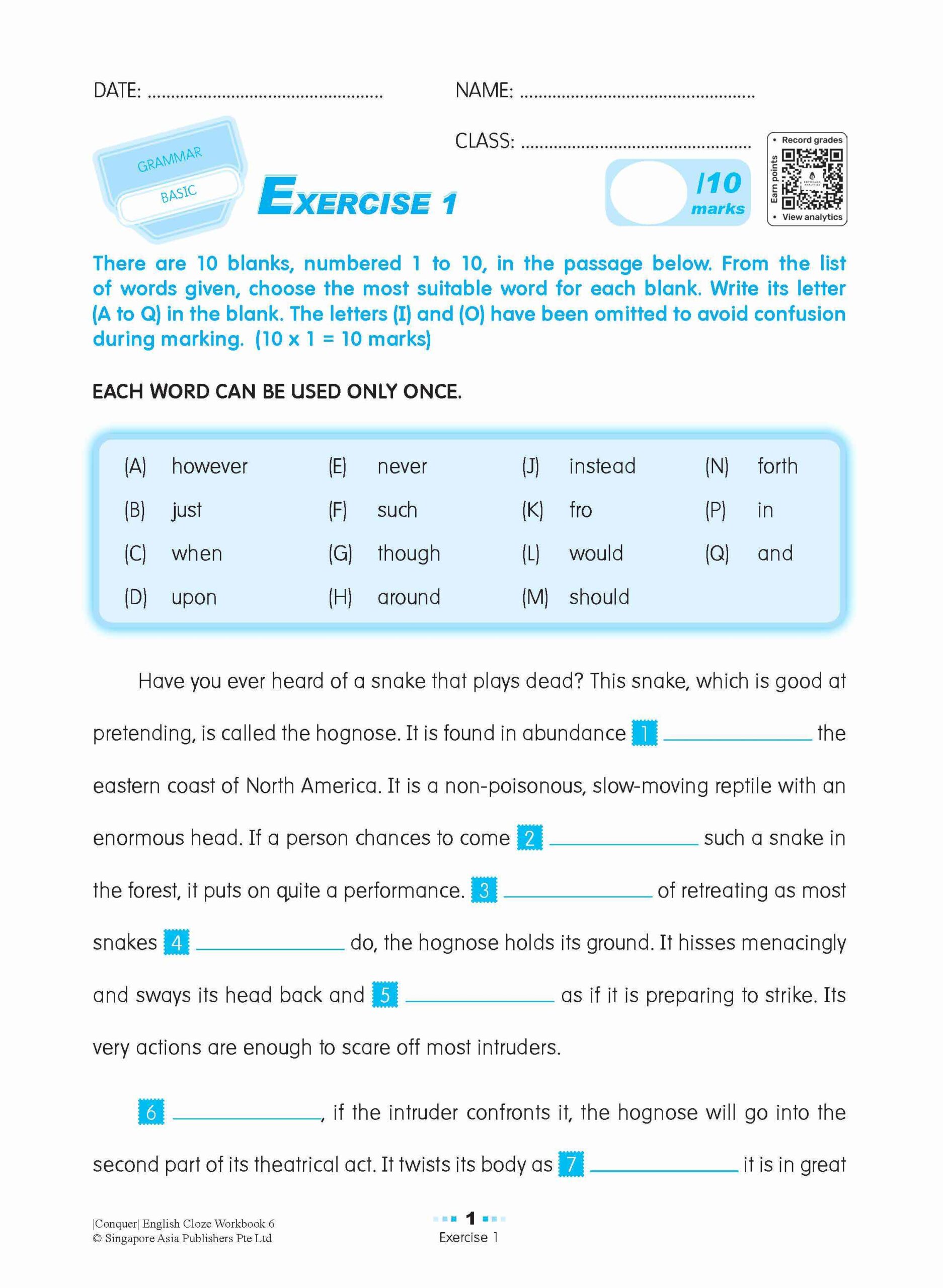 Conquer ENGLISH CLOZE Workbook 6