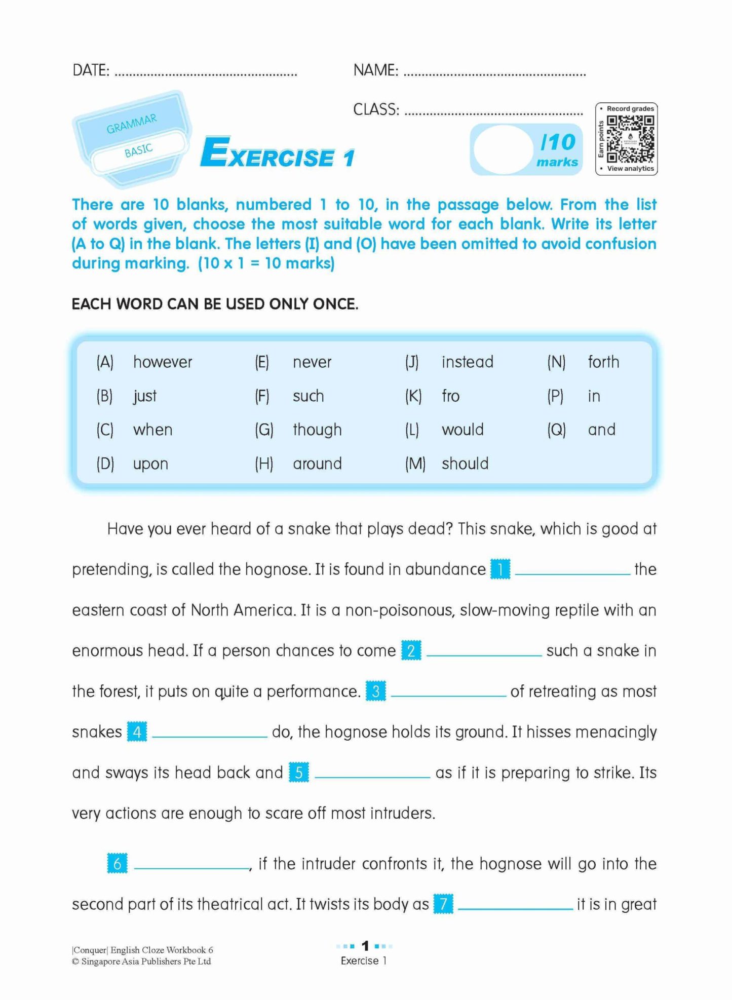 Conquer ENGLISH CLOZE Workbook 6
