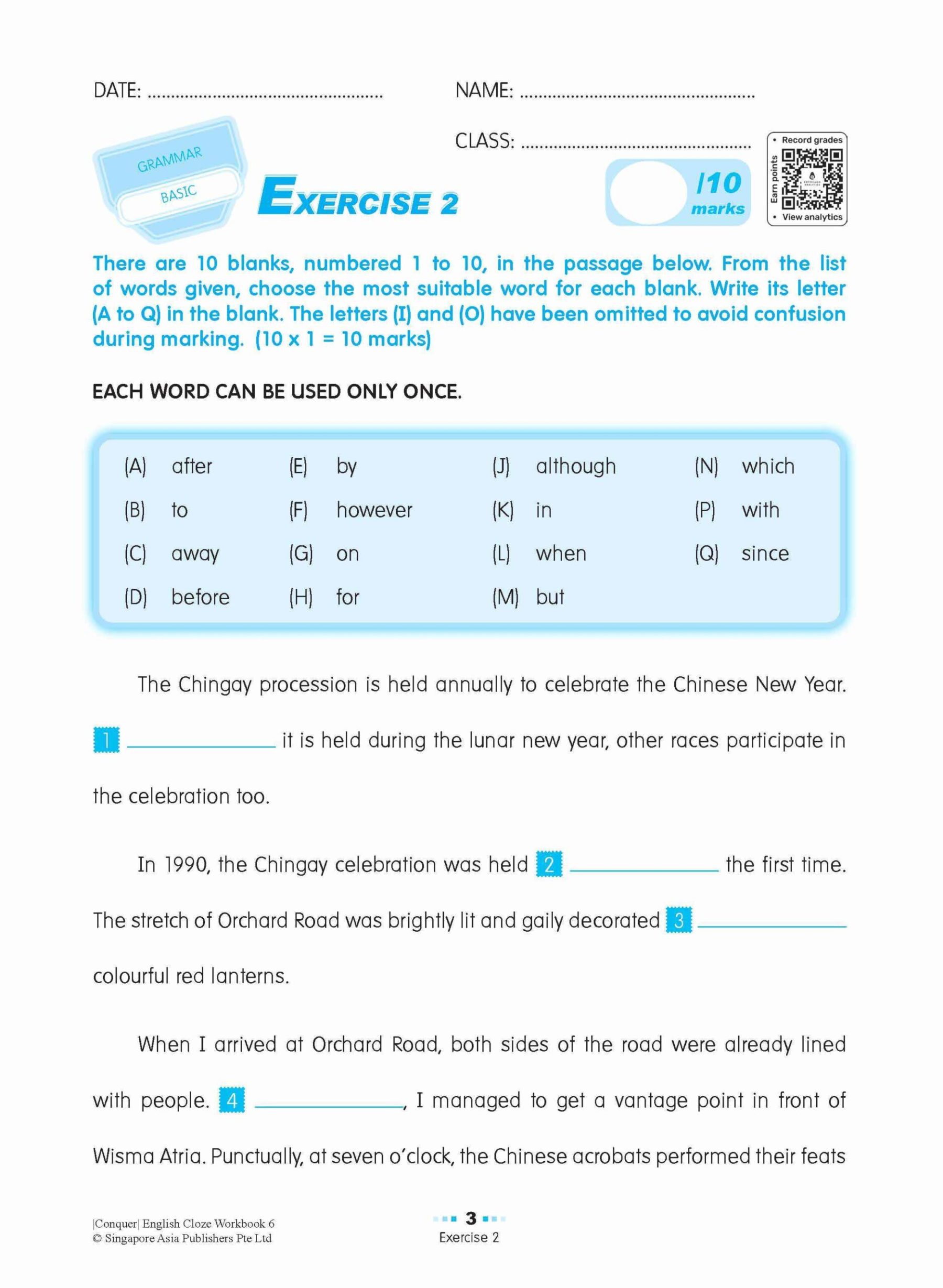 Conquer ENGLISH CLOZE Workbook 6
