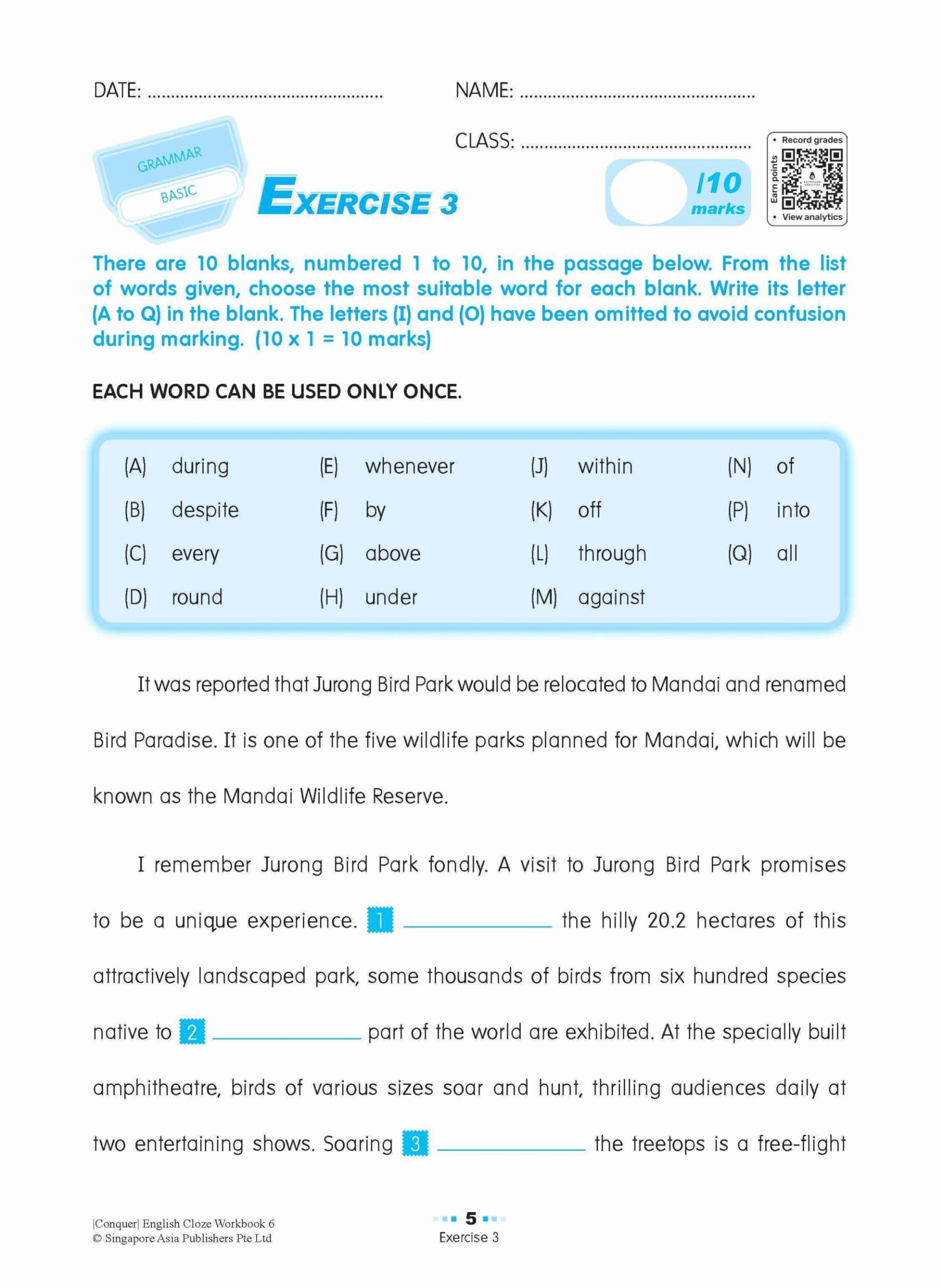 Conquer ENGLISH CLOZE Workbook 6