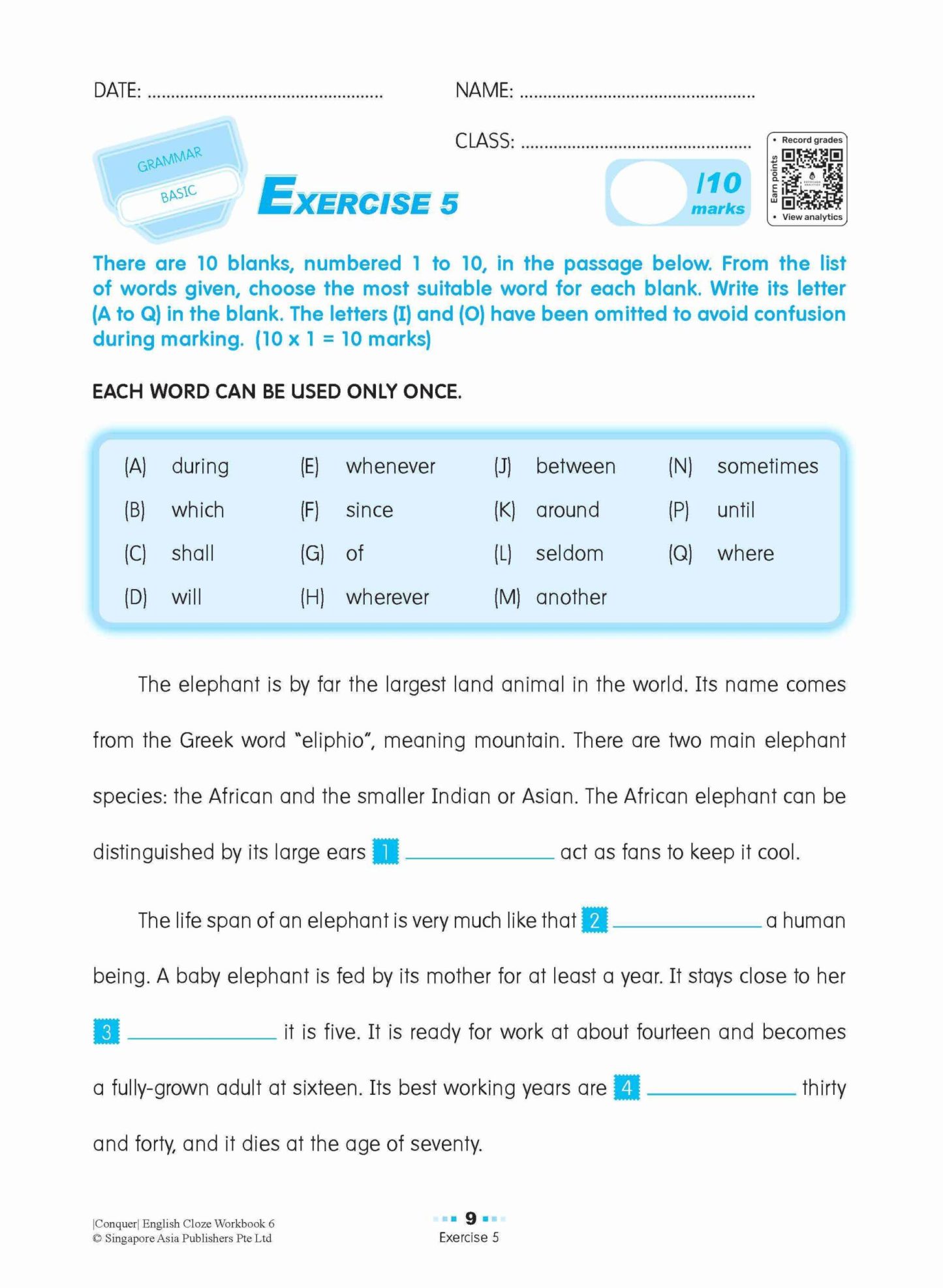 Conquer ENGLISH CLOZE Workbook 6