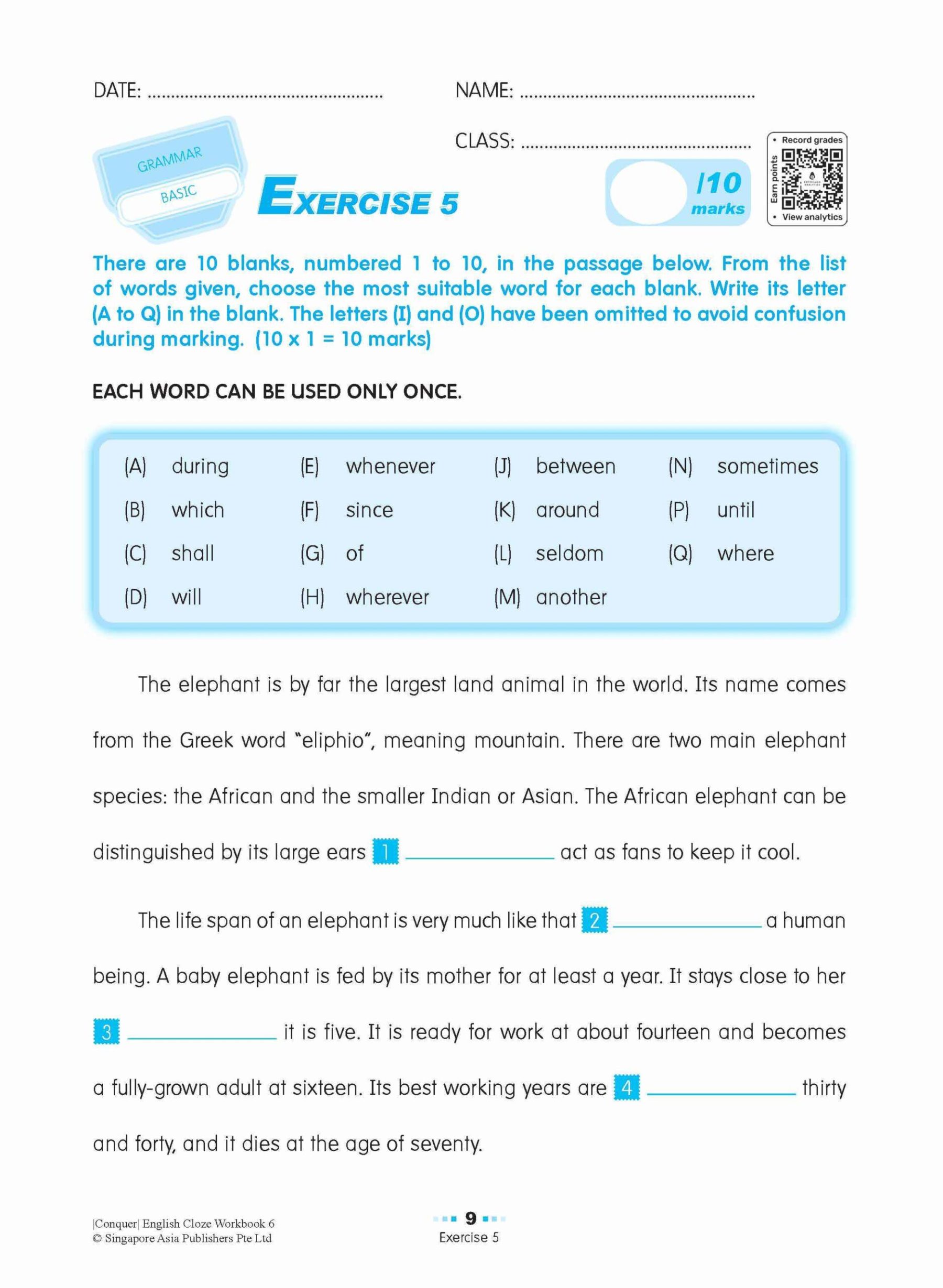 Conquer ENGLISH CLOZE Workbook 6