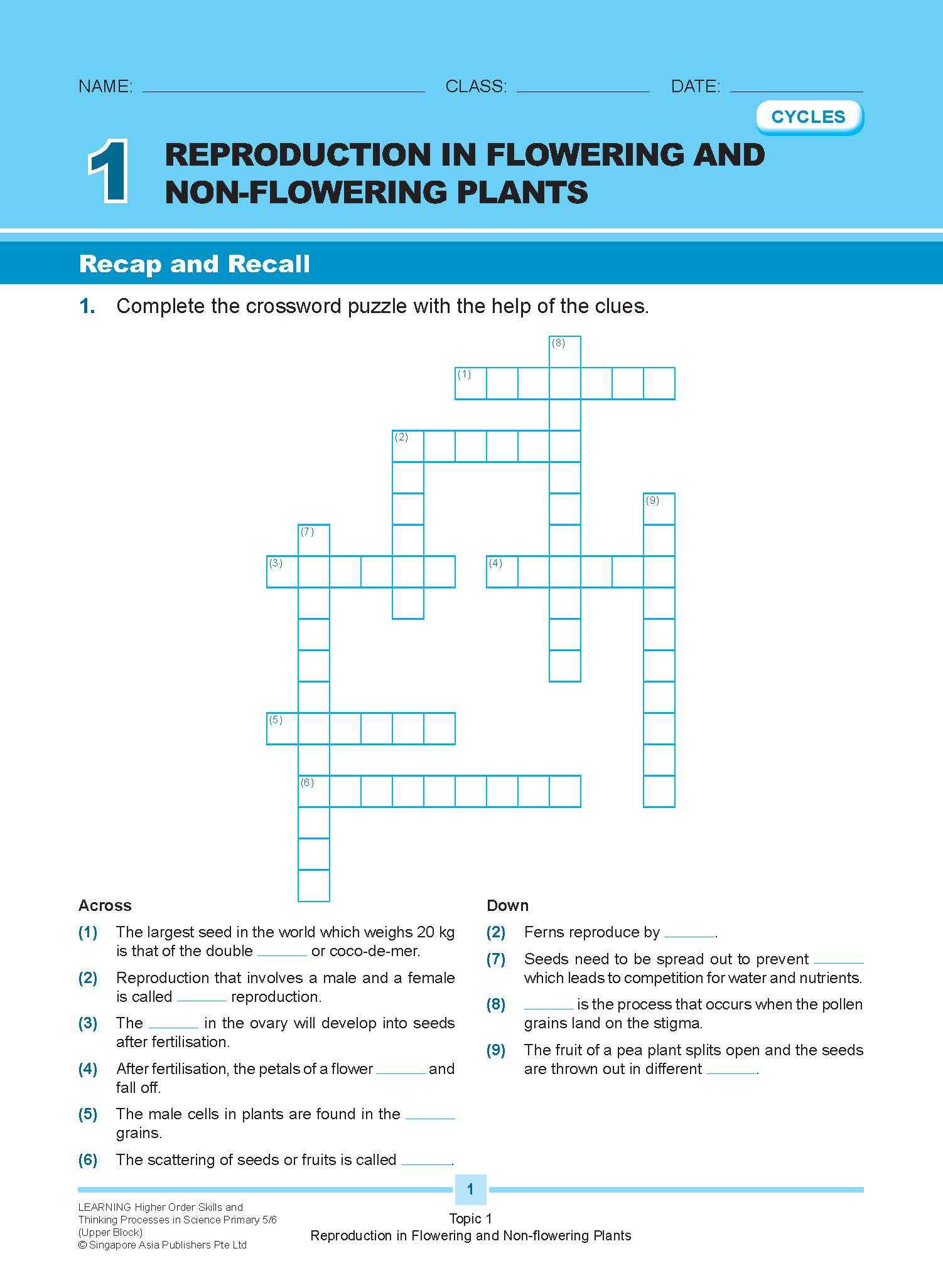 LEARNING HIGHER ORDER SKILLS and THINKING PROCESSES in SCIENCE UPPER BLOCK 5/6