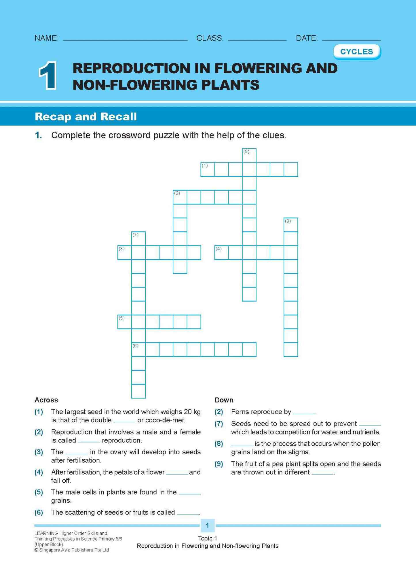 LEARNING HIGHER ORDER SKILLS and THINKING PROCESSES in SCIENCE UPPER BLOCK 5/6