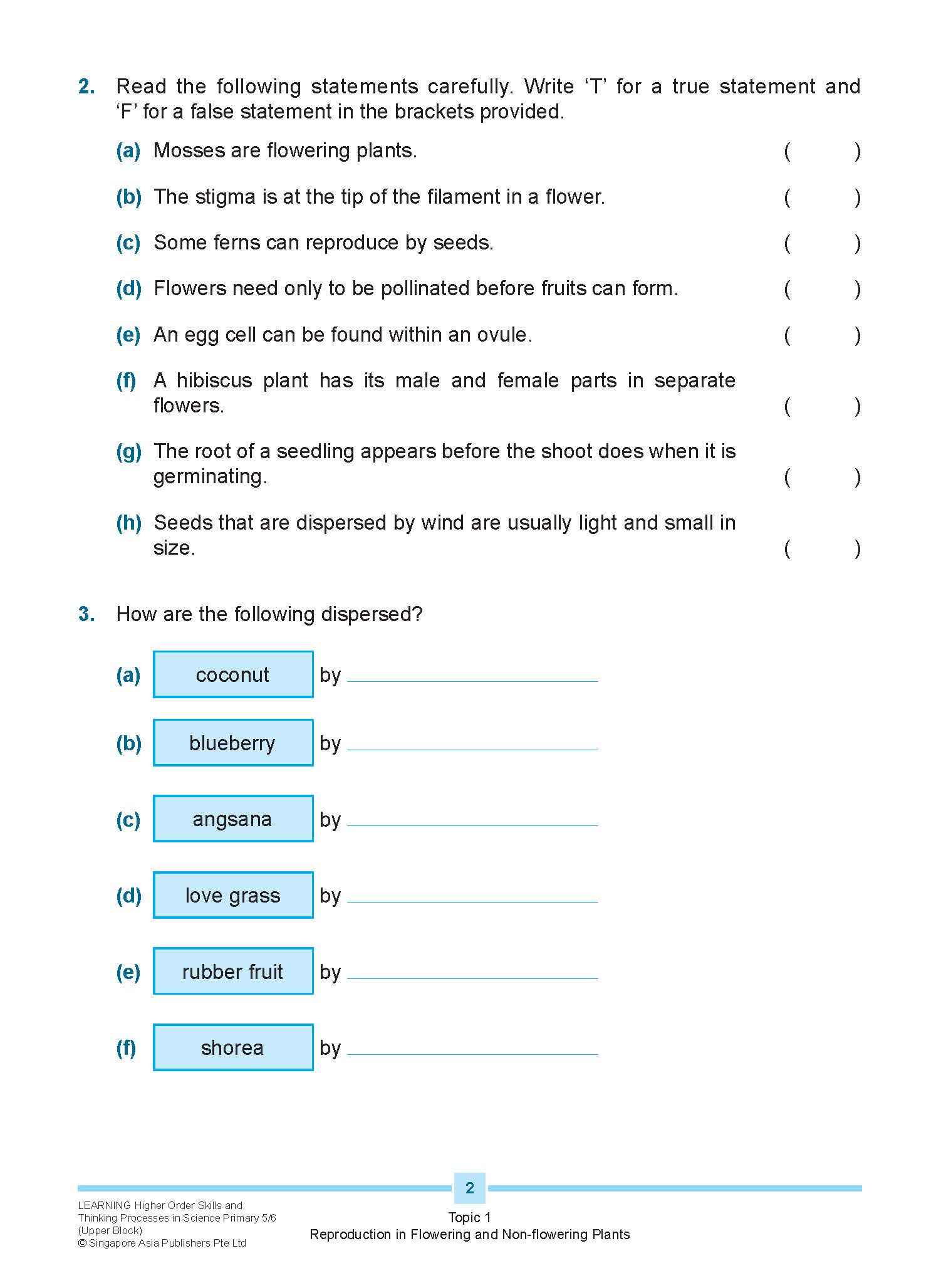 LEARNING HIGHER ORDER SKILLS and THINKING PROCESSES in SCIENCE UPPER BLOCK 5/6