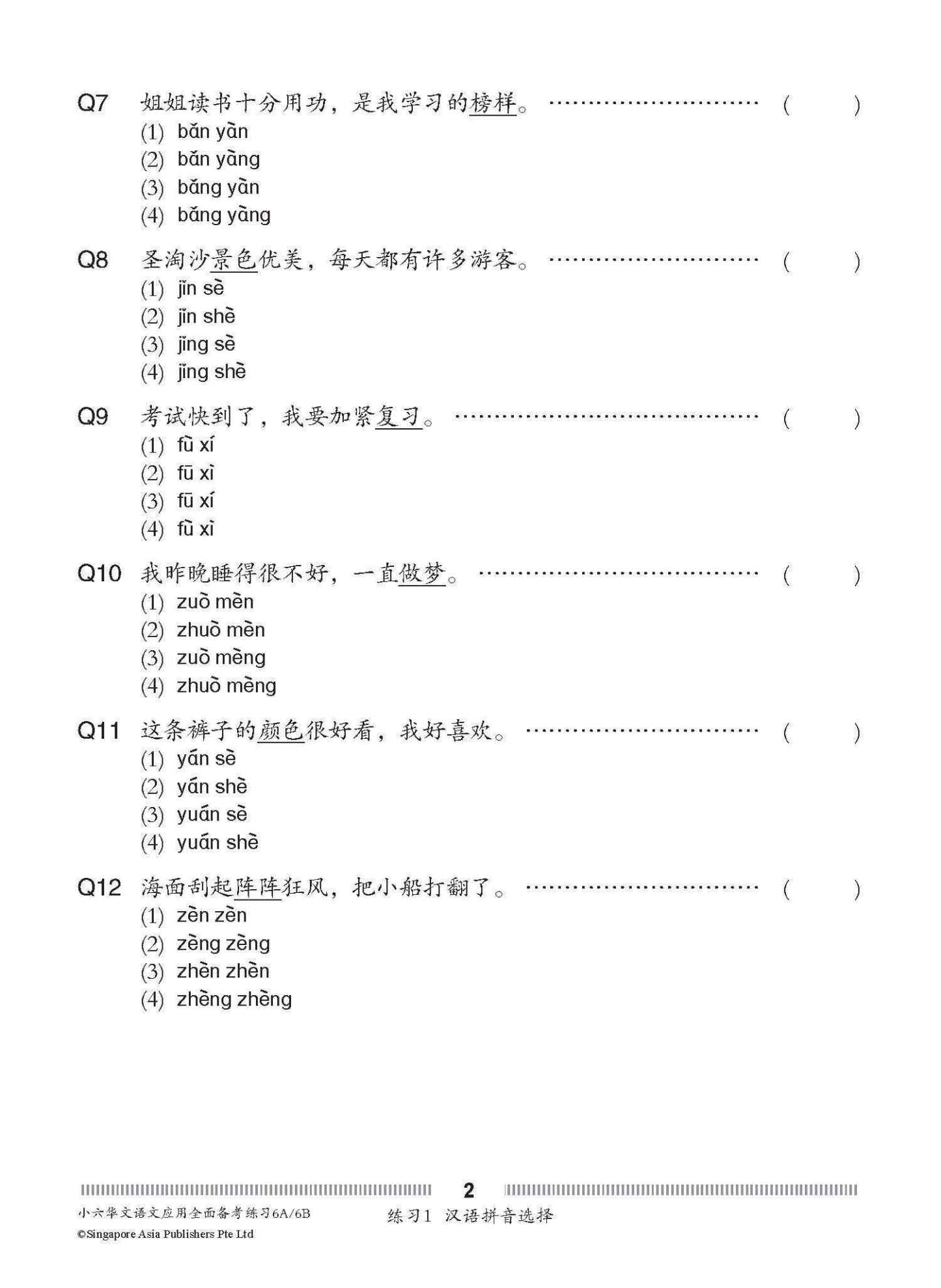 小六华文 语文应用 全面备考练习 6A/6B / Chinese Language and Usage Pre-exam Practice for Primary 6A/6B