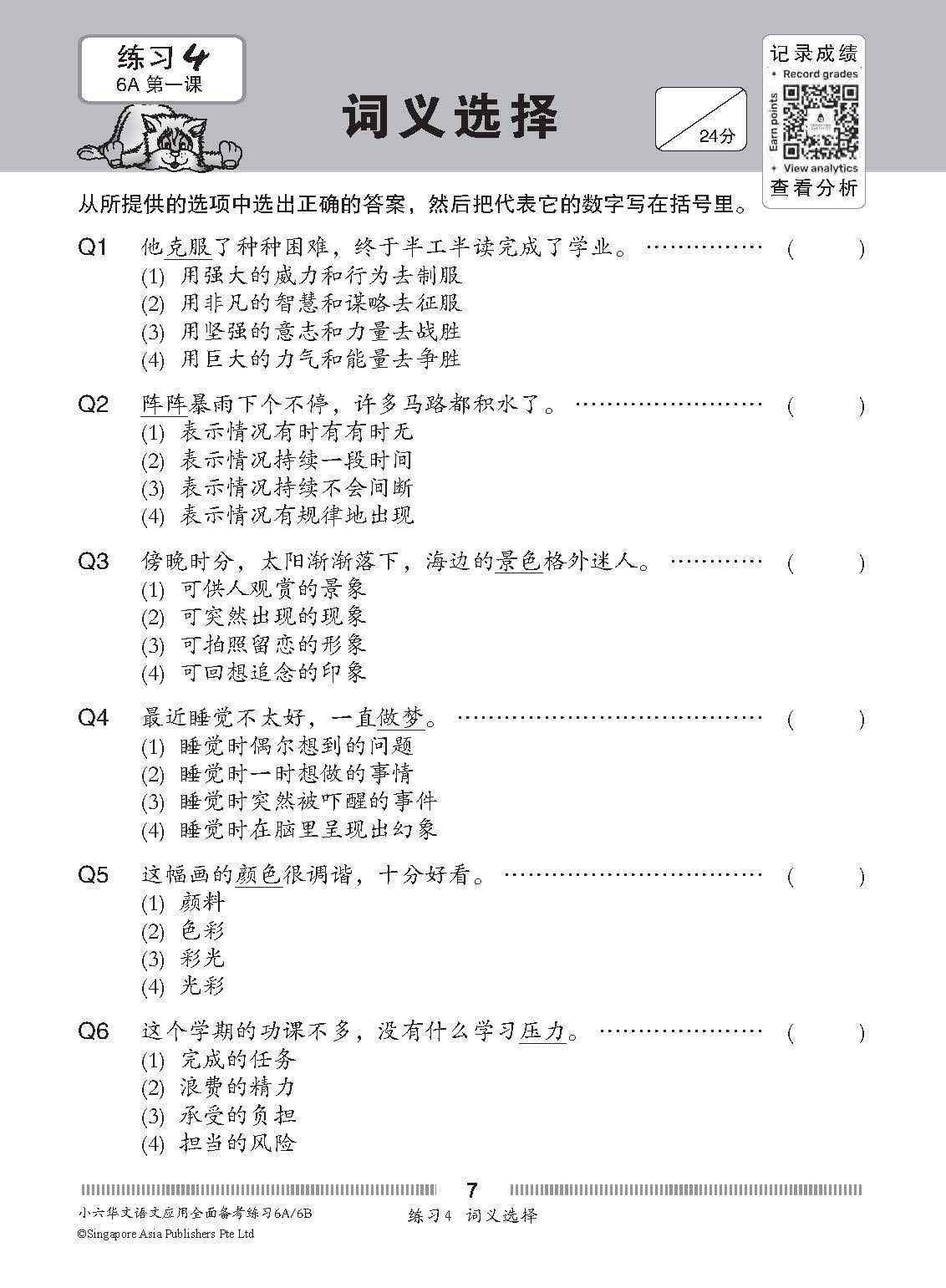 小六华文 语文应用 全面备考练习 6A/6B / Chinese Language and Usage Pre-exam Practice for Primary 6A/6B