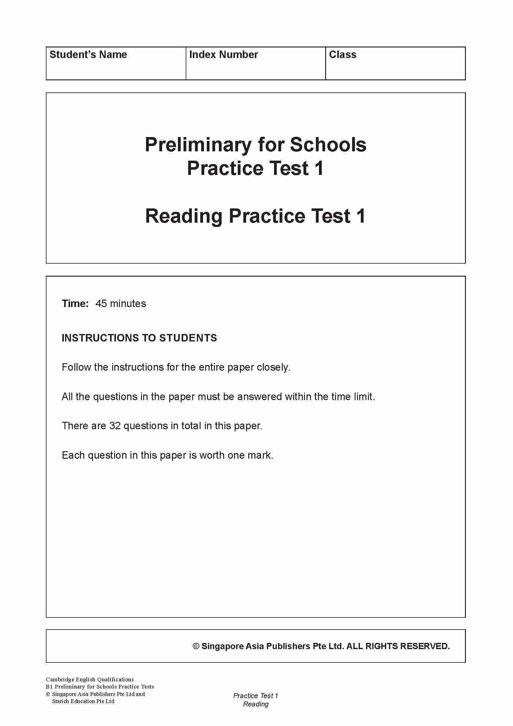 Cambridge English Qualifications – B1 Preliminary for Schools Practice Tests (PET)