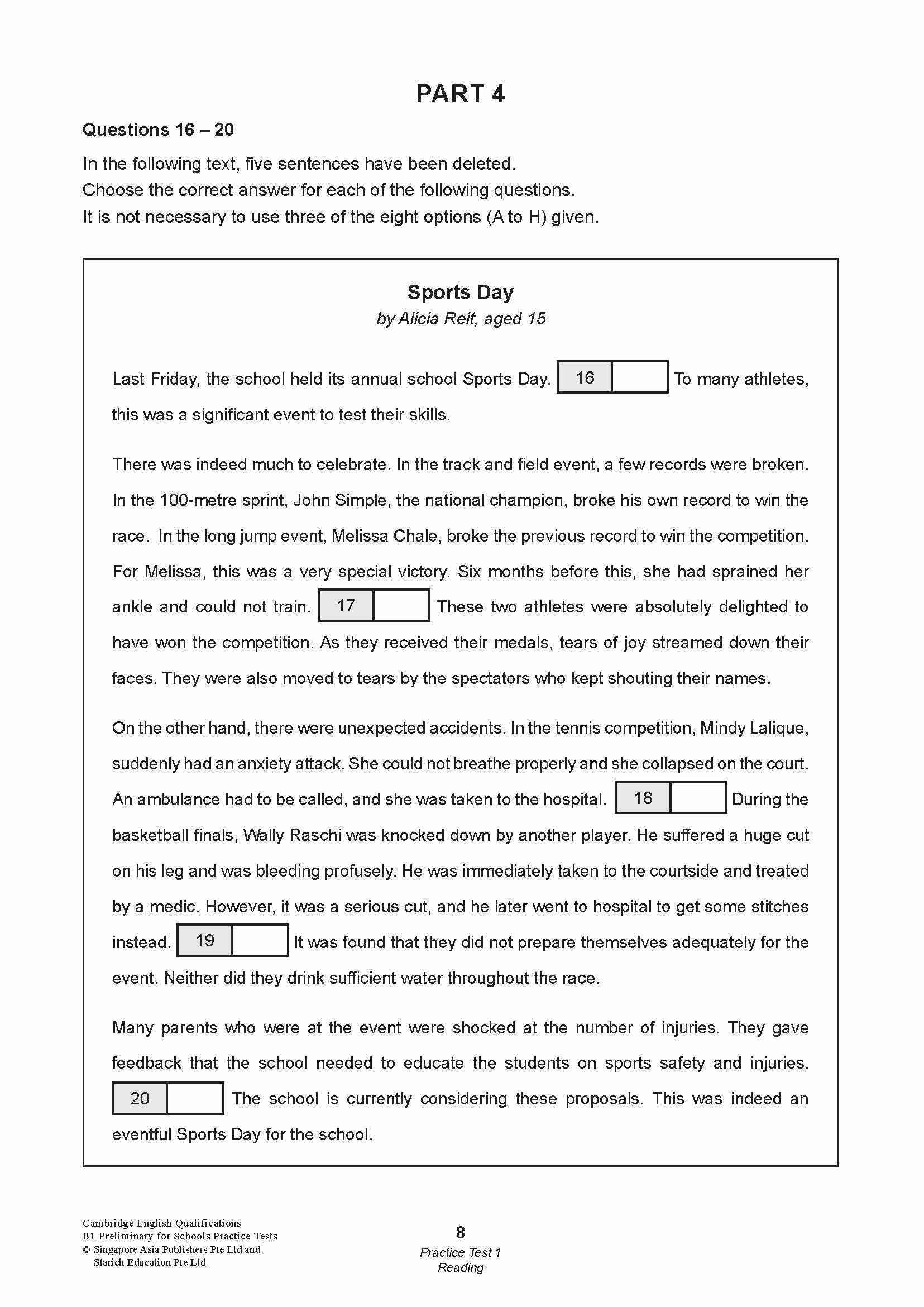 Cambridge English Qualifications – B1 Preliminary for Schools Practice Tests (PET)