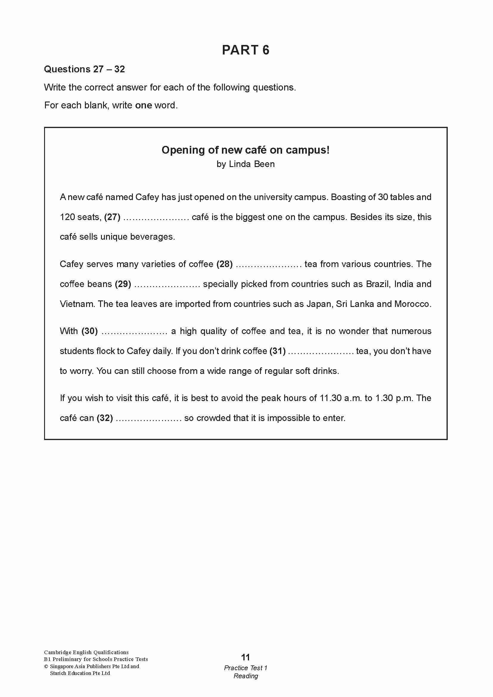 Cambridge English Qualifications – B1 Preliminary for Schools Practice Tests (PET)