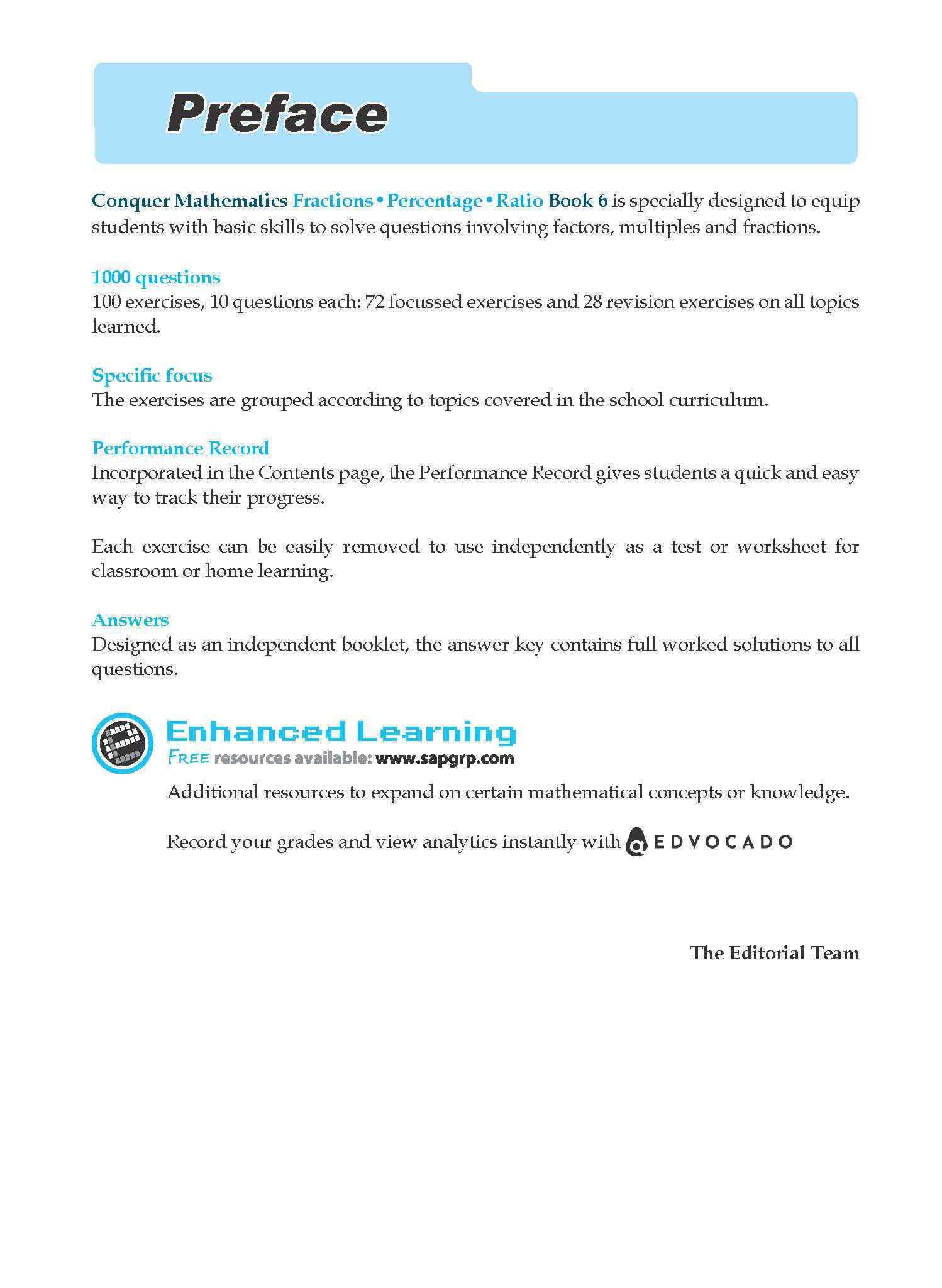 Conquer Mathematics Fractions . Percentage . Ratio Workbook 6