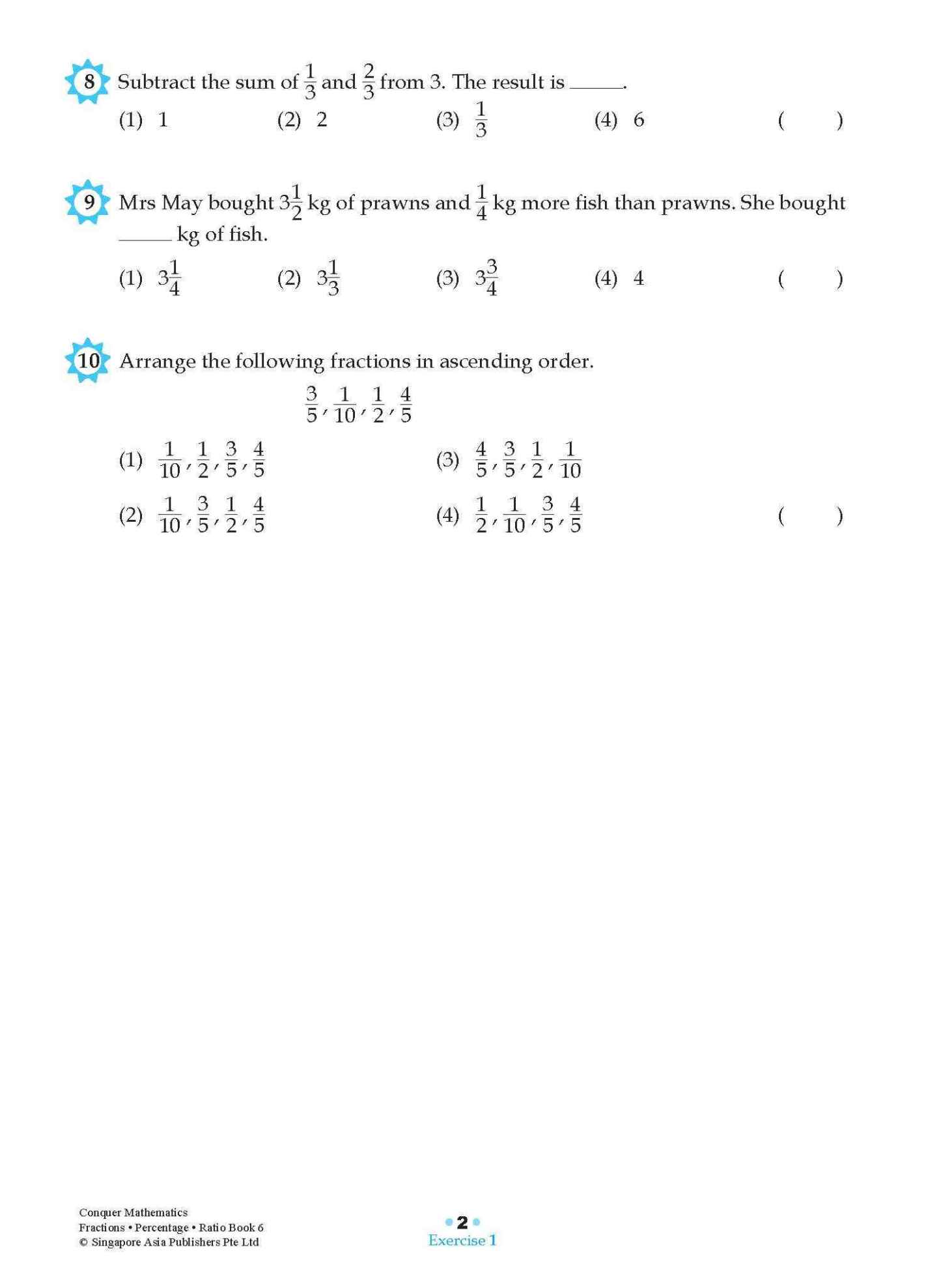 Conquer Mathematics Fractions . Percentage . Ratio Workbook 6