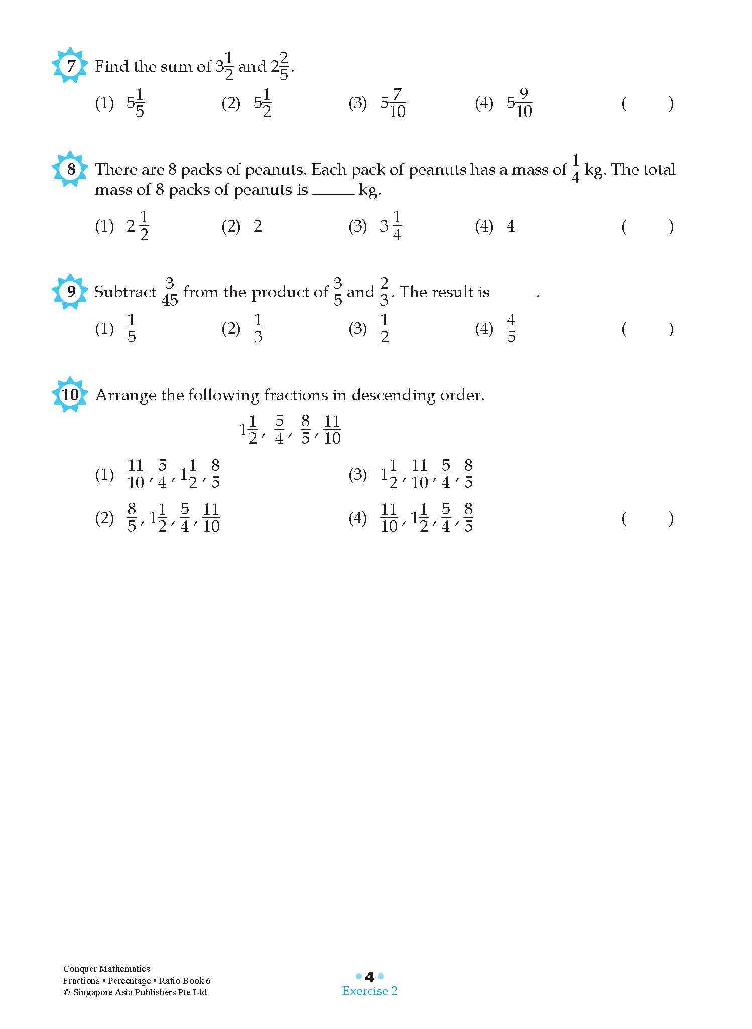 Conquer Mathematics Fractions . Percentage . Ratio Workbook 6