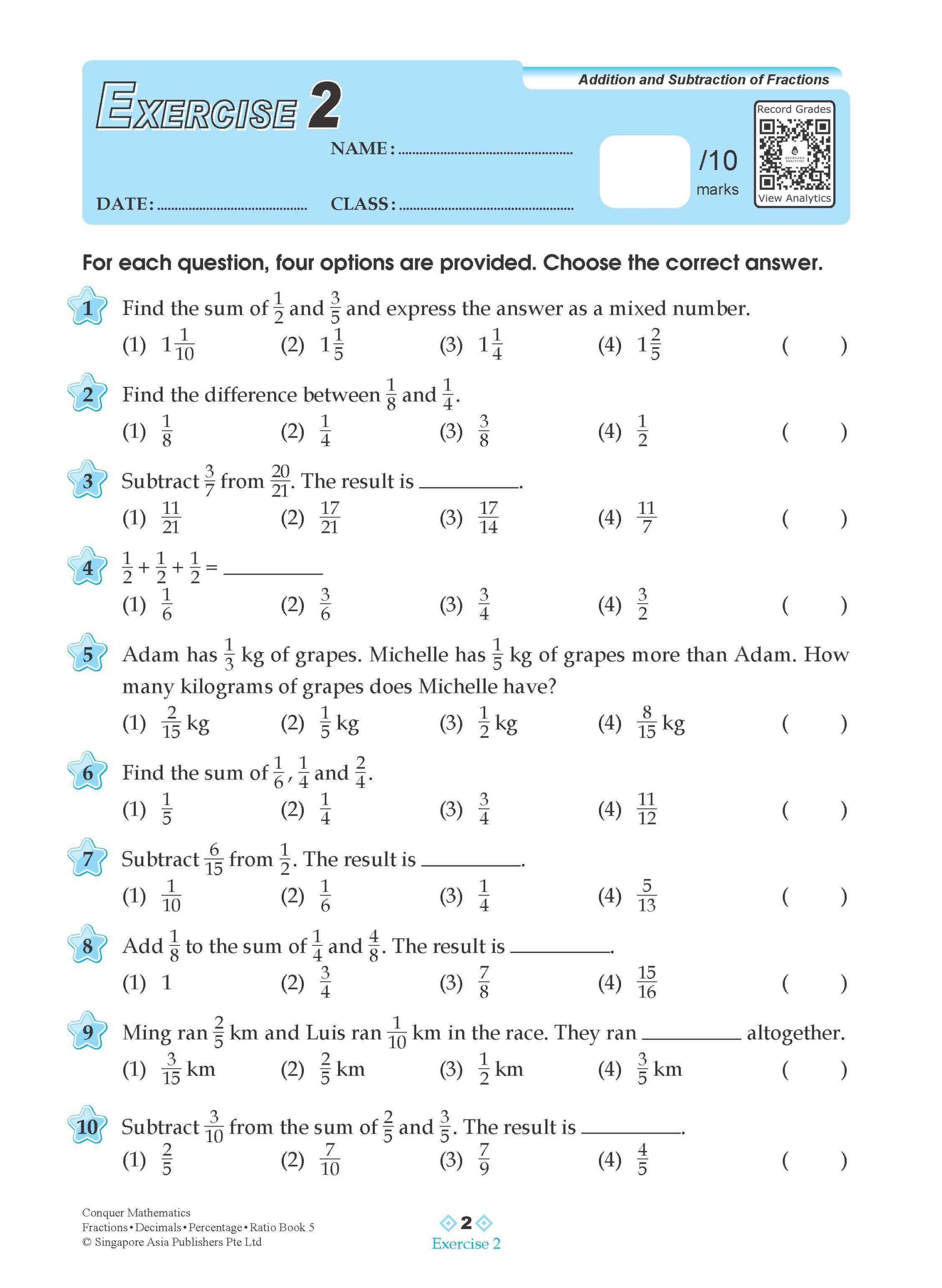 Conquer Mathematics Fractions . Decimals . Percentage . Ratio Workbook 5